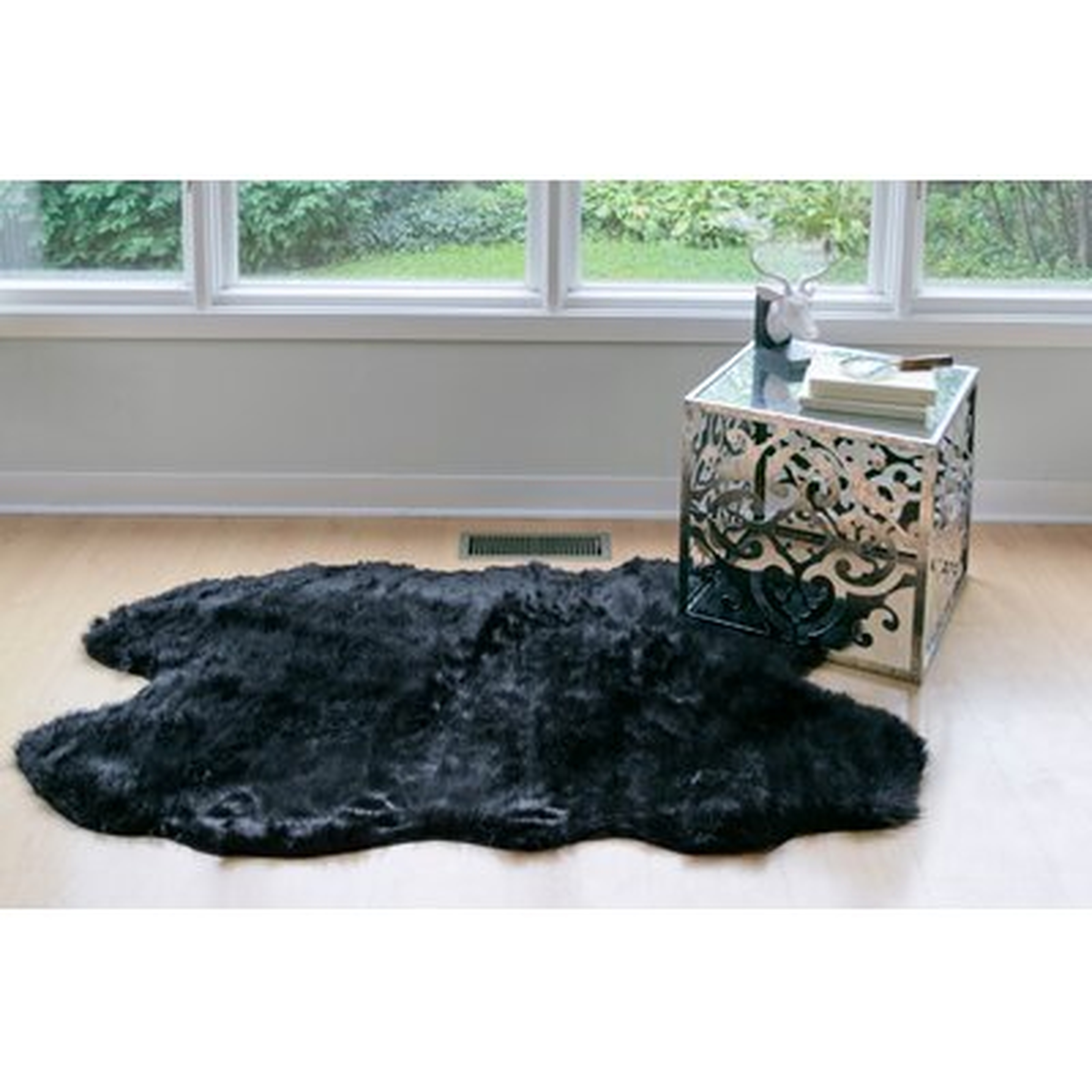 Trasdamad Faux Sheepskin Black Area Rug - Wayfair