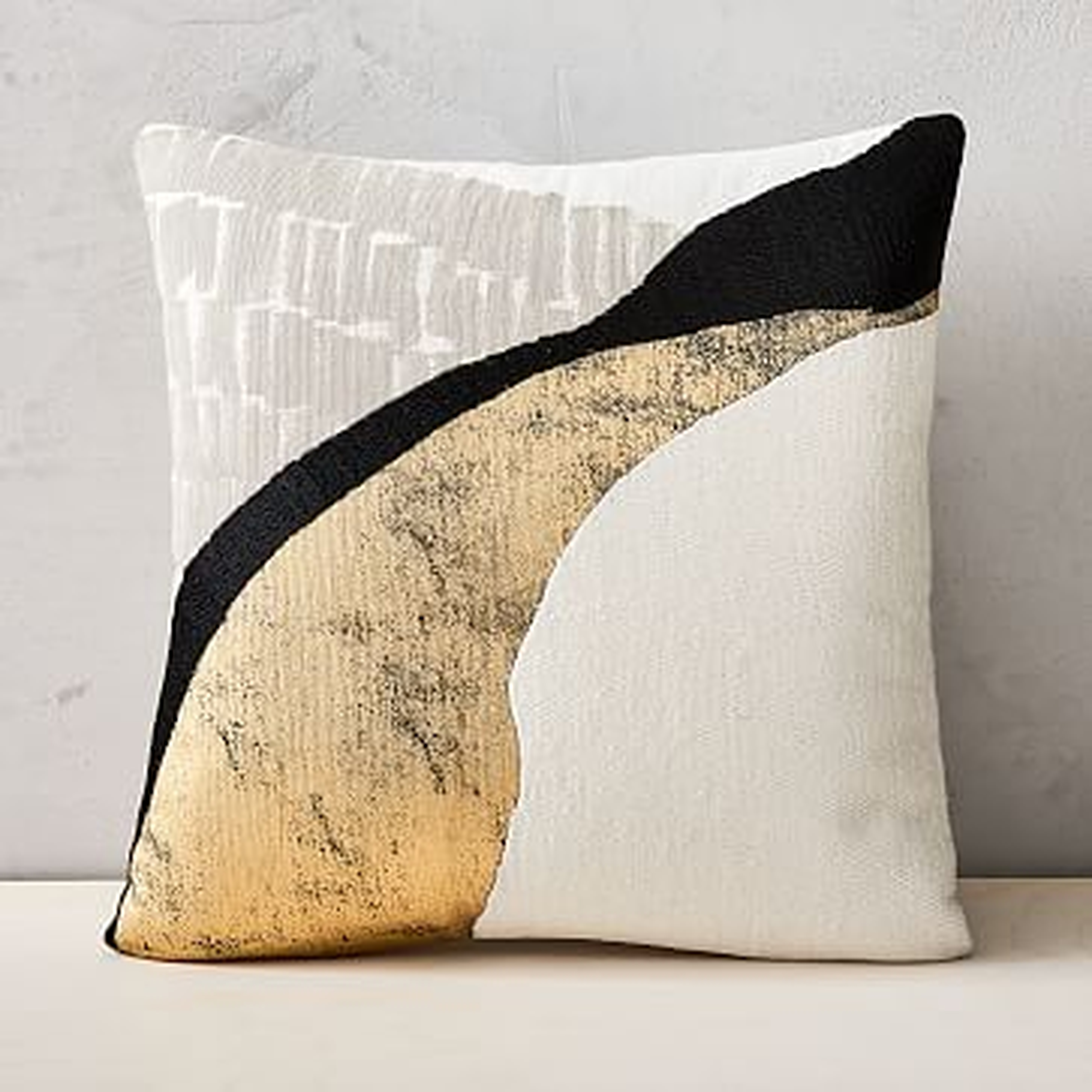 Embroidered Abstract Path Pillow Cover, 18"x18", White - West Elm