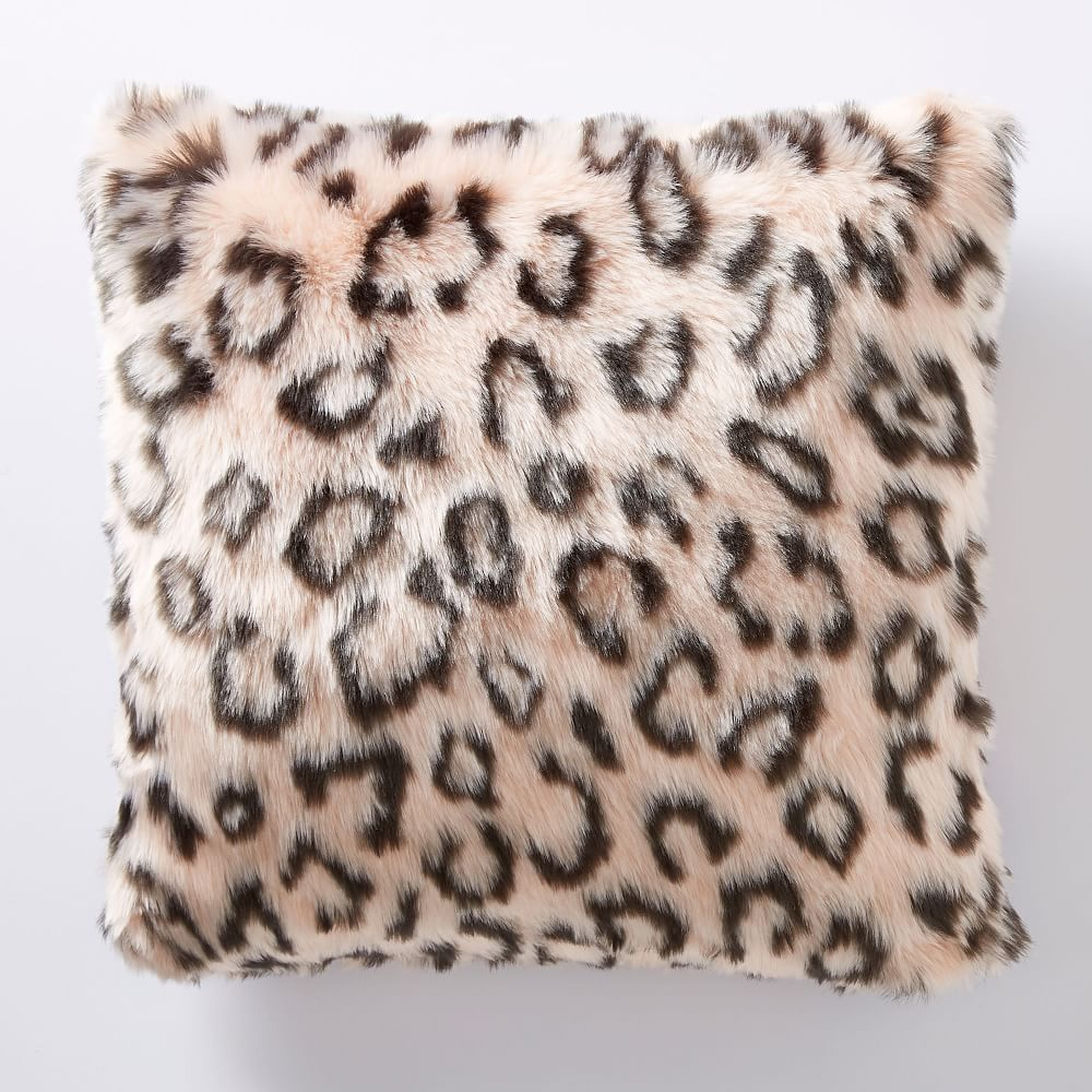 Emily &amp; Meritt Leopard Faux Fur Pillow Cover, 18x18, Blush Multi - Pottery Barn Teen