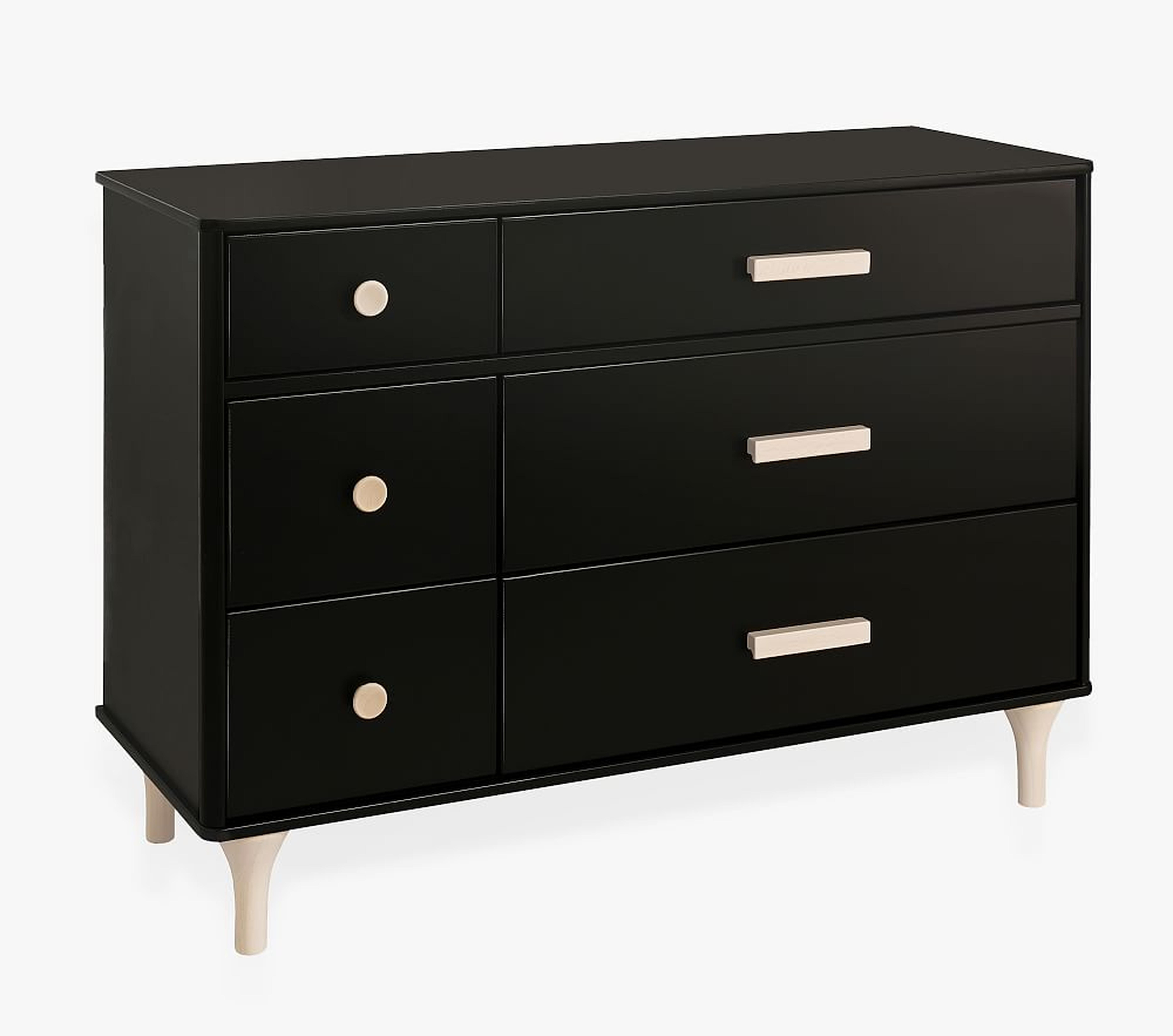 Babyletto Lolly 6 Drawer Dresser, Black/Washed Natural - Pottery Barn Kids