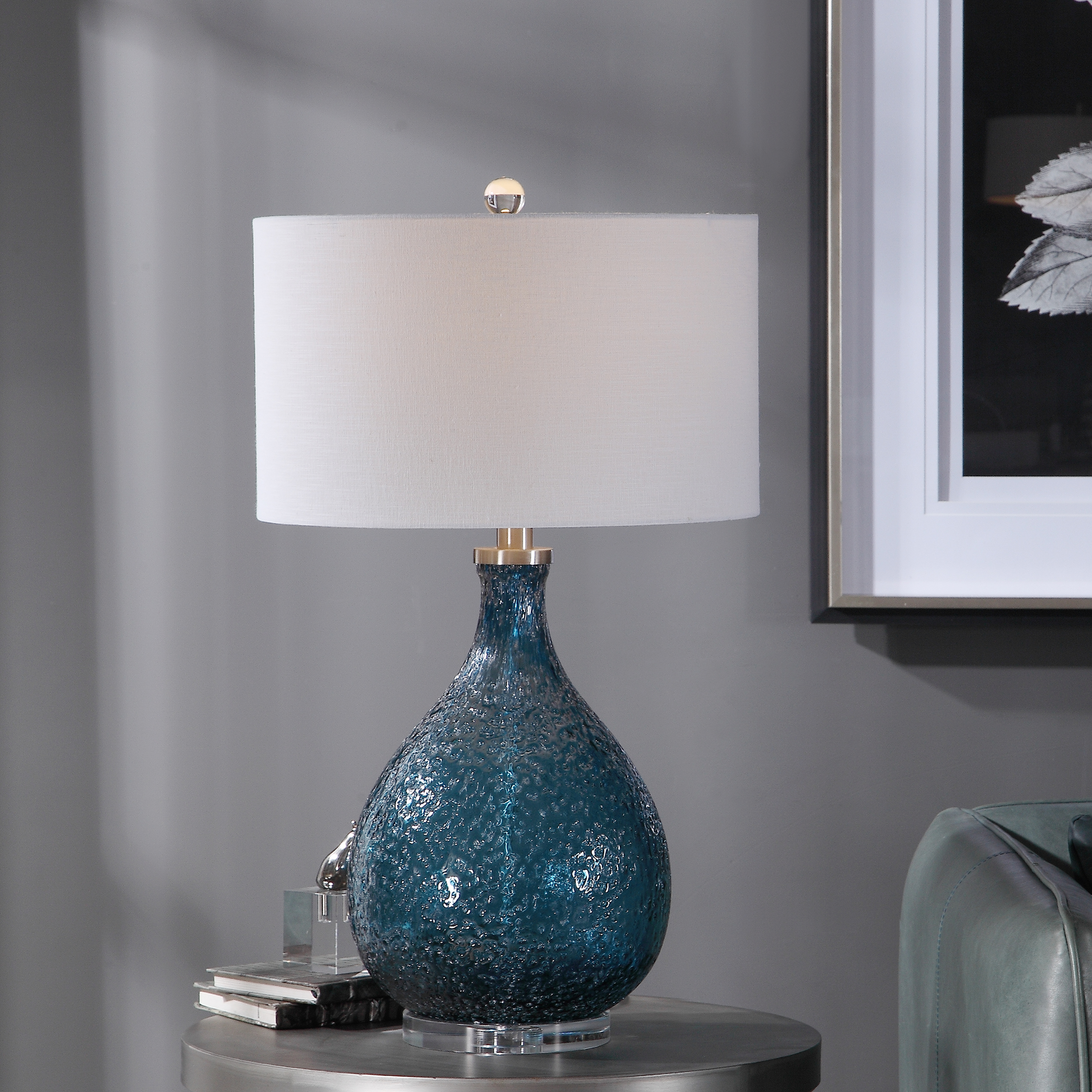 Eline Blue Glass Table Lamp - Hudsonhill Foundry