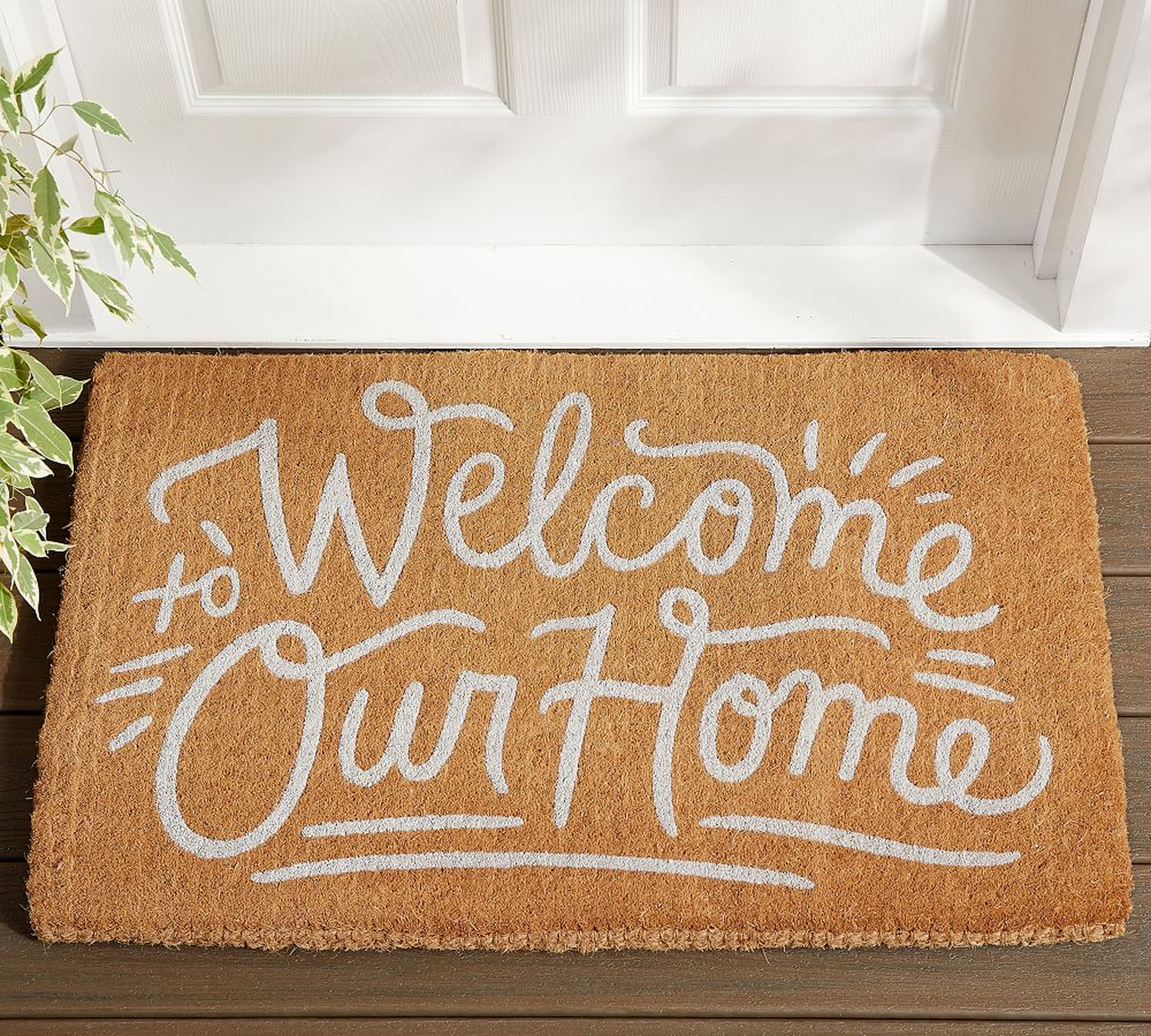 Welcome to Our Home Doormat , 22 x 36" , White - Pottery Barn
