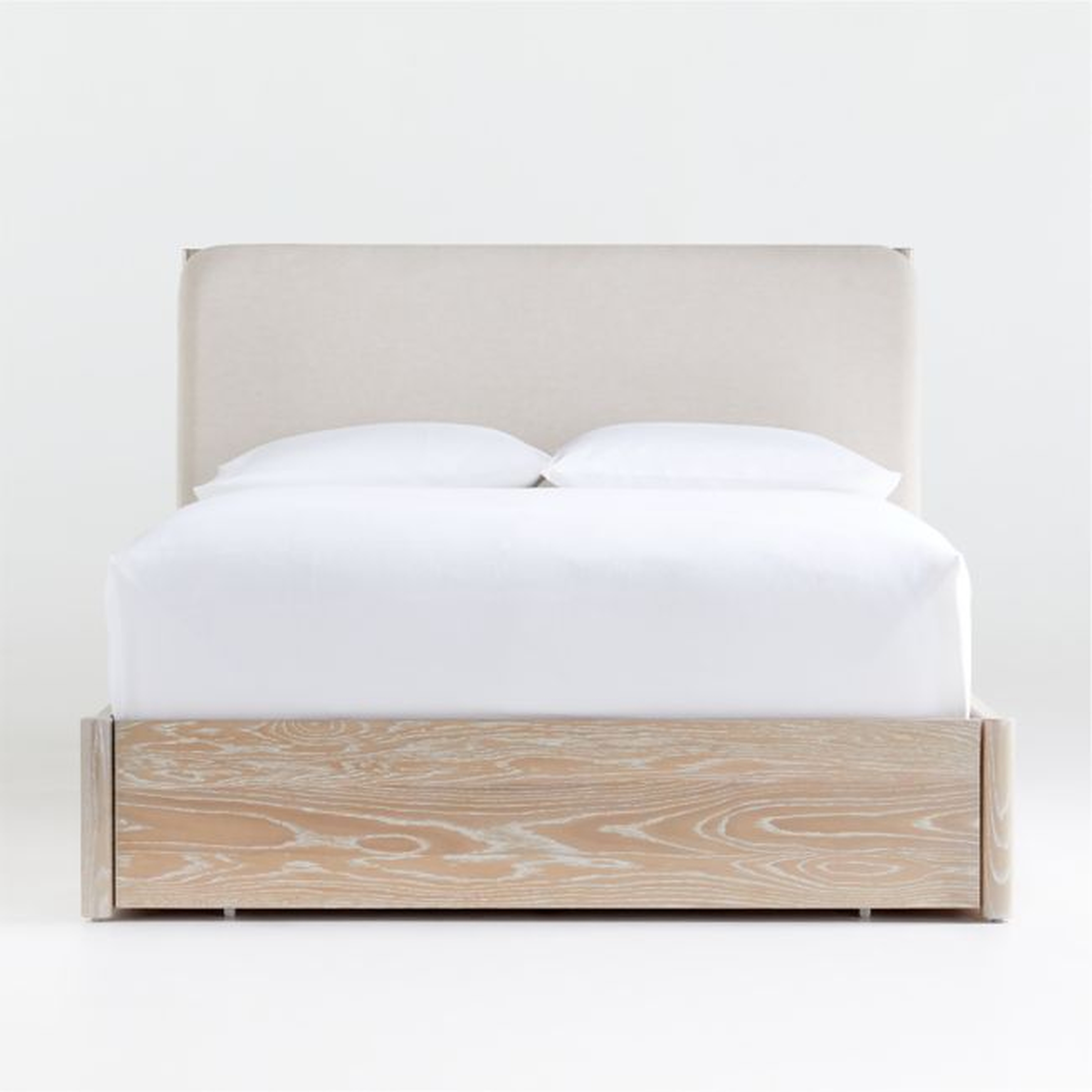 Casa White Oak Wood Queen Storage Bed with Outlet - Crate and Barrel