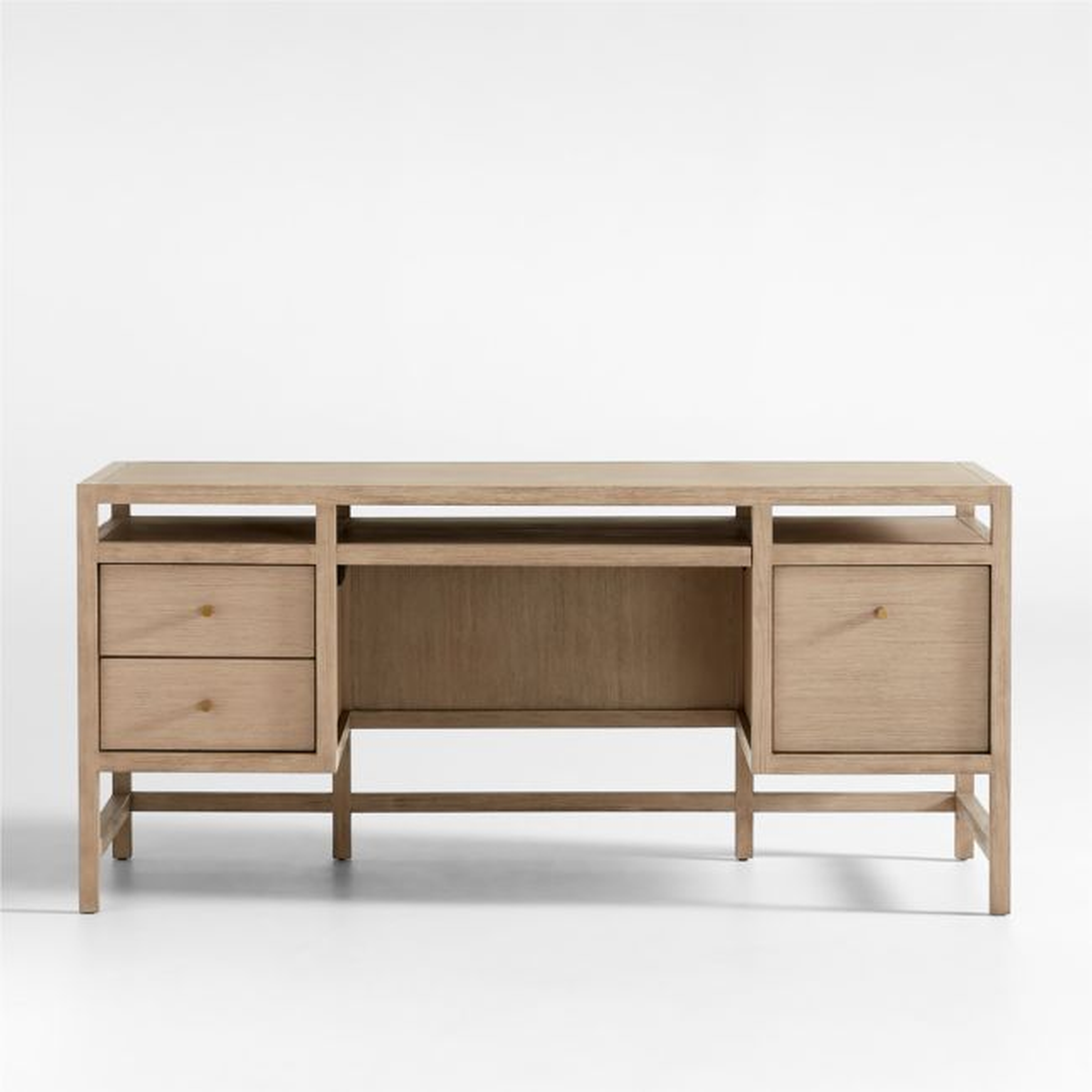 Keane 65" Weathered Natural Wood Desk with Outlets - Crate and Barrel