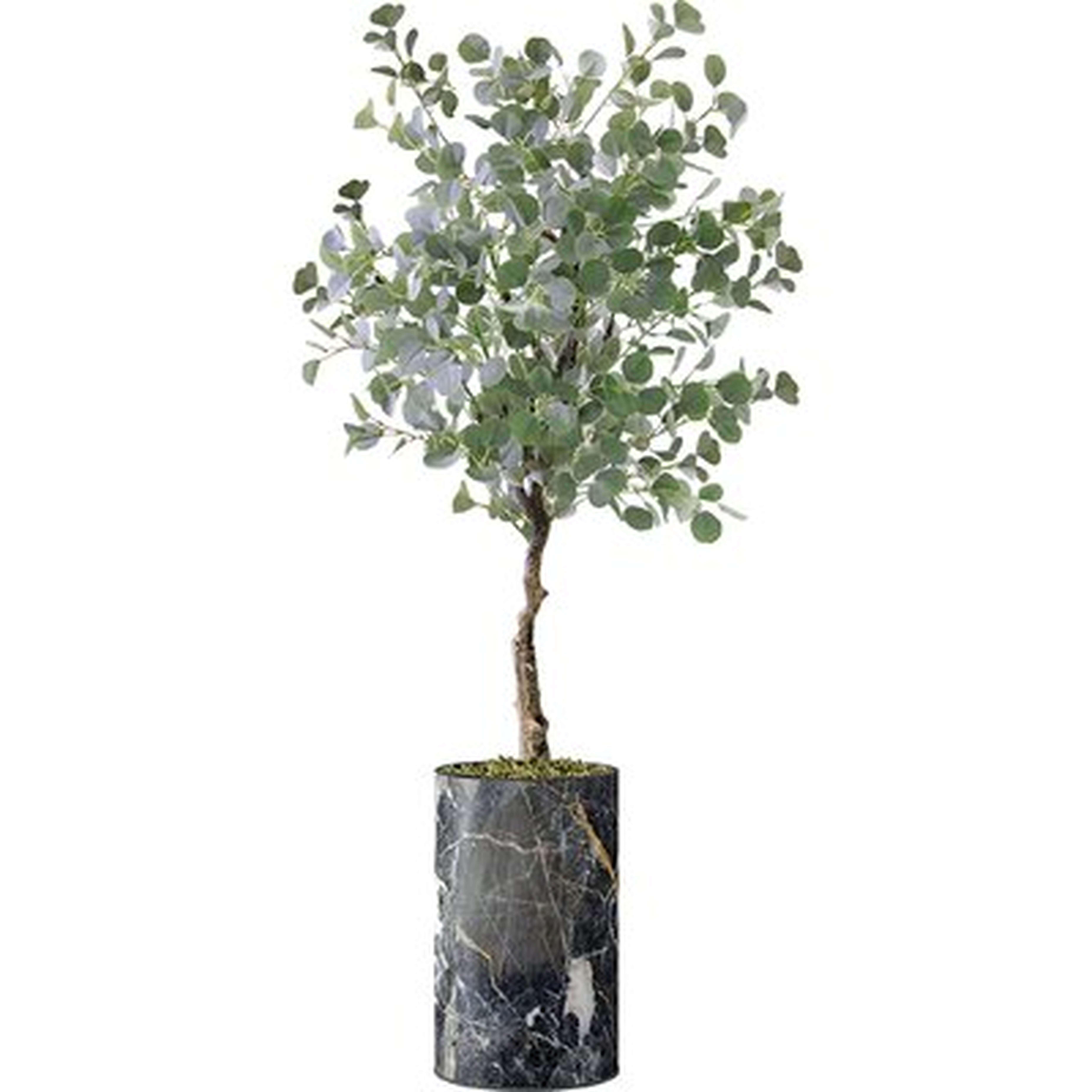 Artificial Tree In Modern Granite Effect Planter, Fake Eucalyptus Silk Tree For Indoor And Outdoor Home Decoration - 57" Overall Tall (Plant Pot Plus Tree) - Wayfair