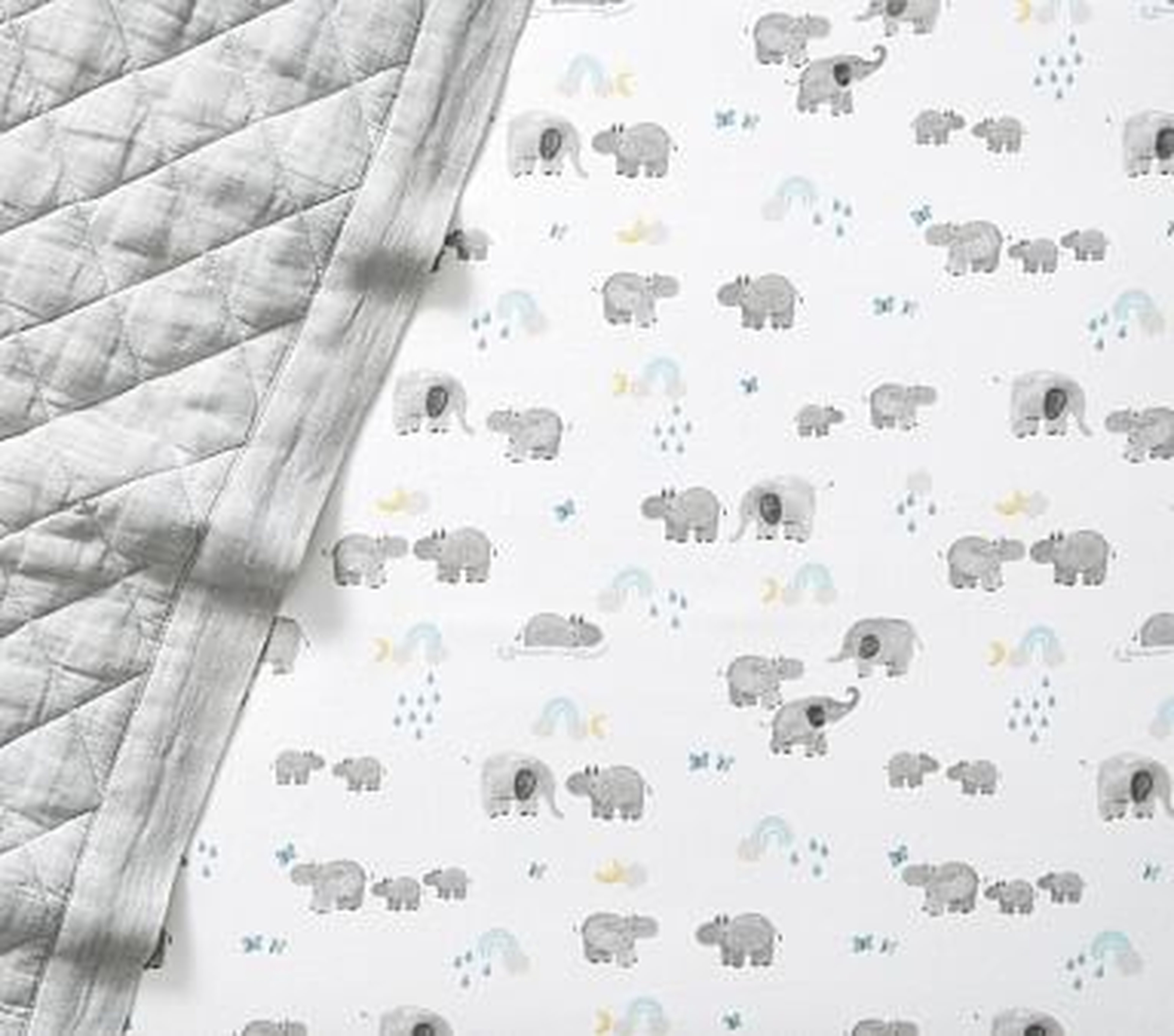 Organic Flannel Hippo Crib Fitted Sheet, Crib Fitted, Grey - Pottery Barn Kids