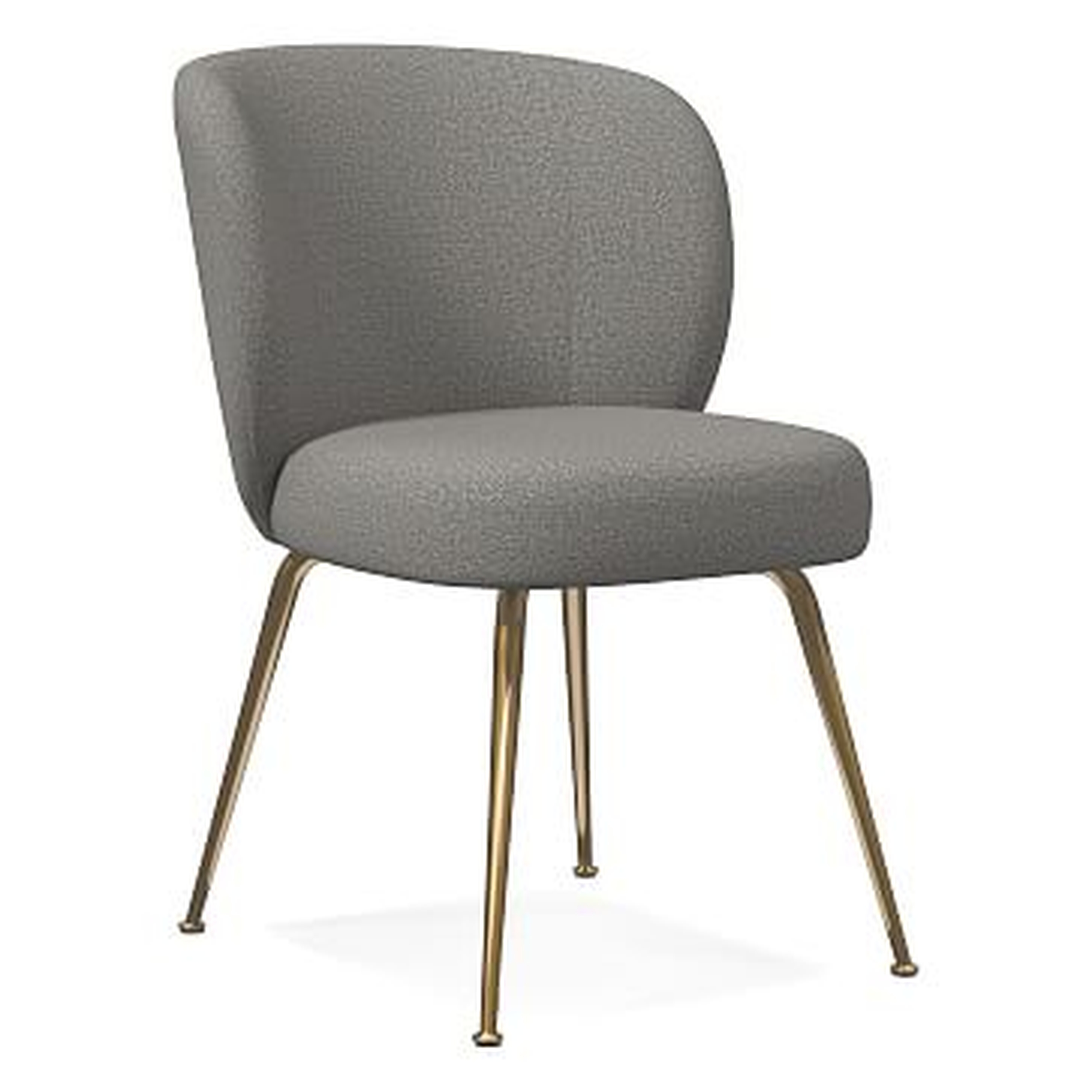 Greer Dining Chair, Chenille Tweed, Feather Gray, Light Bronze - West Elm
