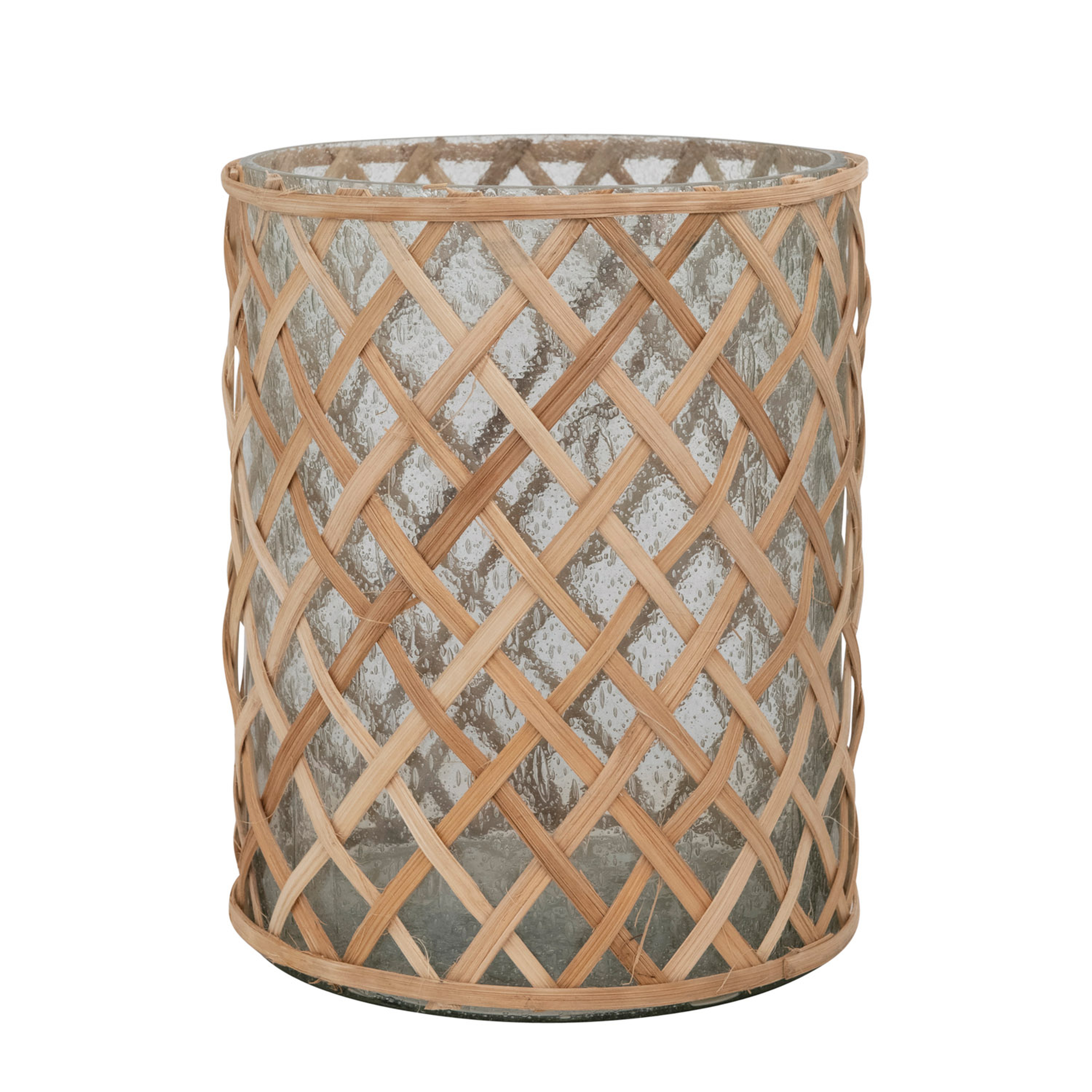 Recycled Glass Rattan Wrapped Vase/Hurricane - Creative Co-Op