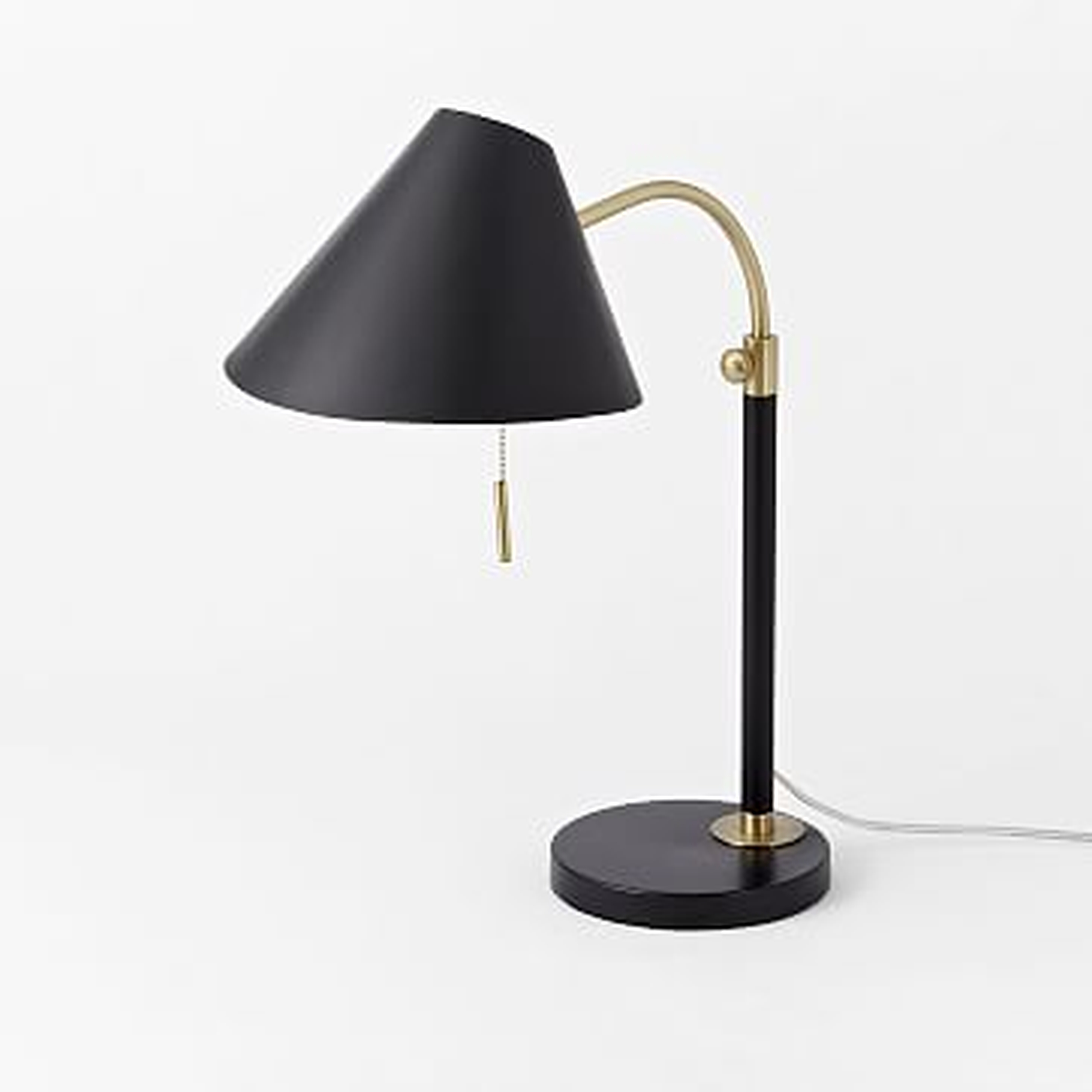 Mid-Century Task Table Lamp & USB, Black, Antique Brass, Set of 2 - West Elm