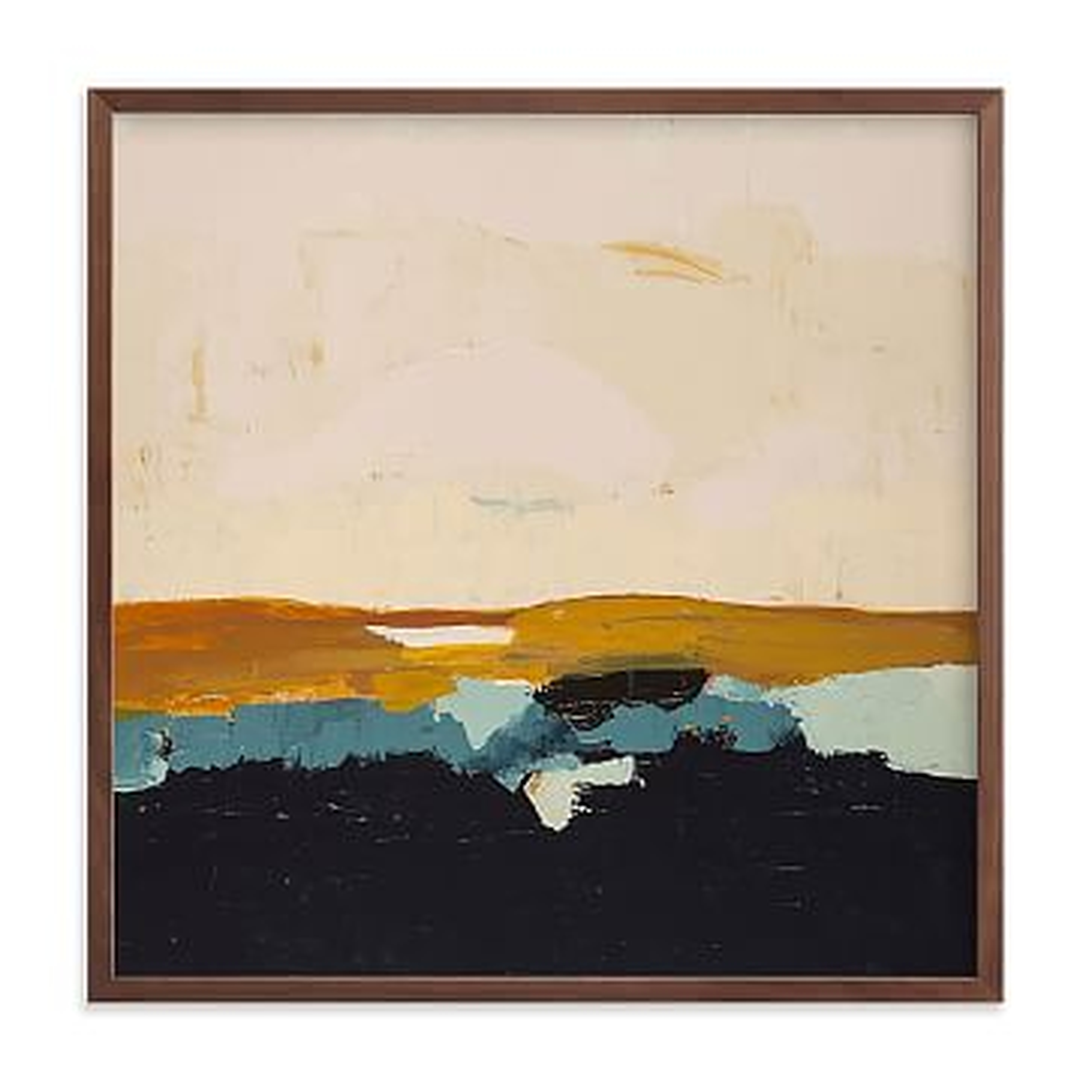Yellow Seascape by Caryn Owen, Full Bleed 24"x24", Walnut Wood Frame - West Elm
