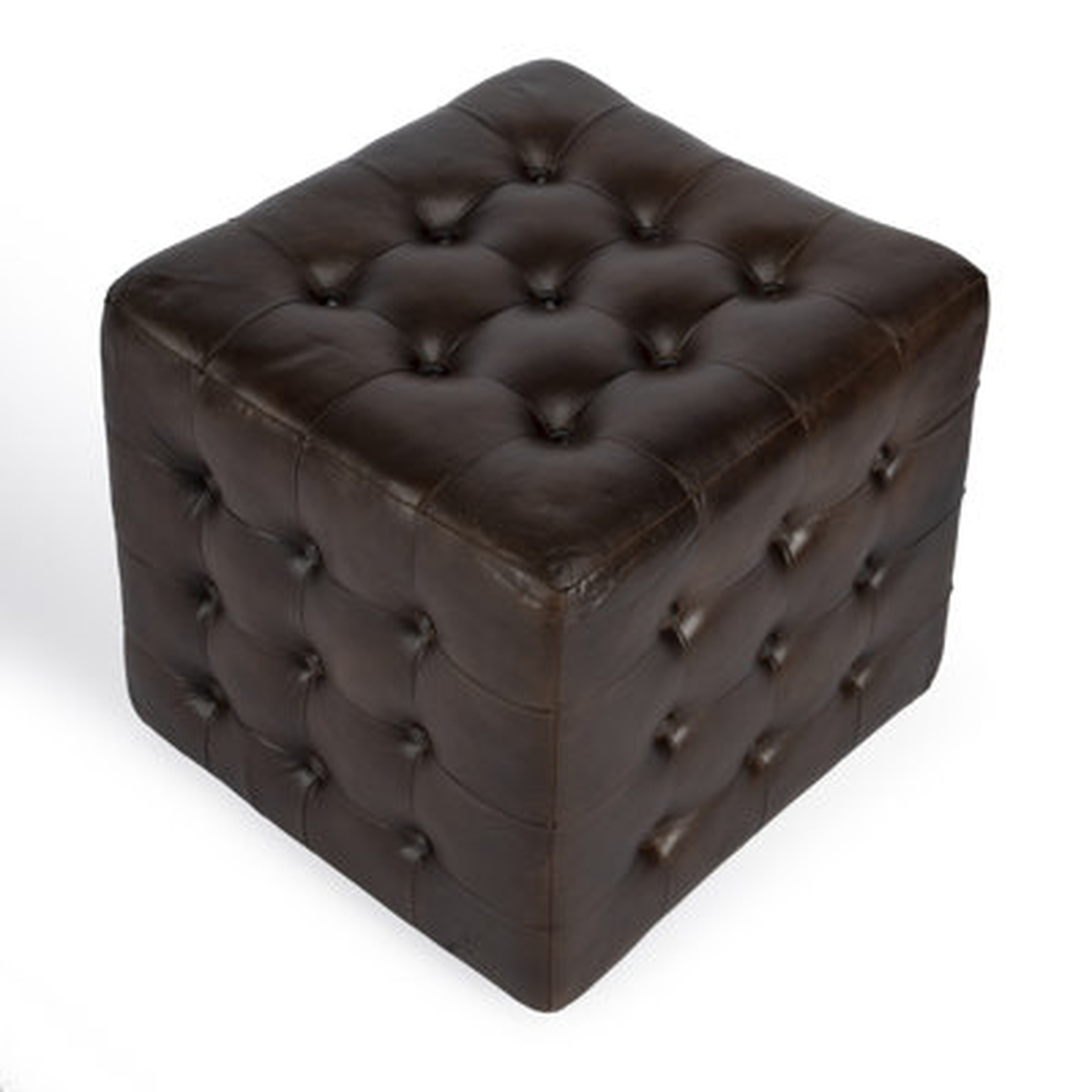 Elgin 18" Wide Genuine Leather Tufted Square Cube Ottoman - Wayfair