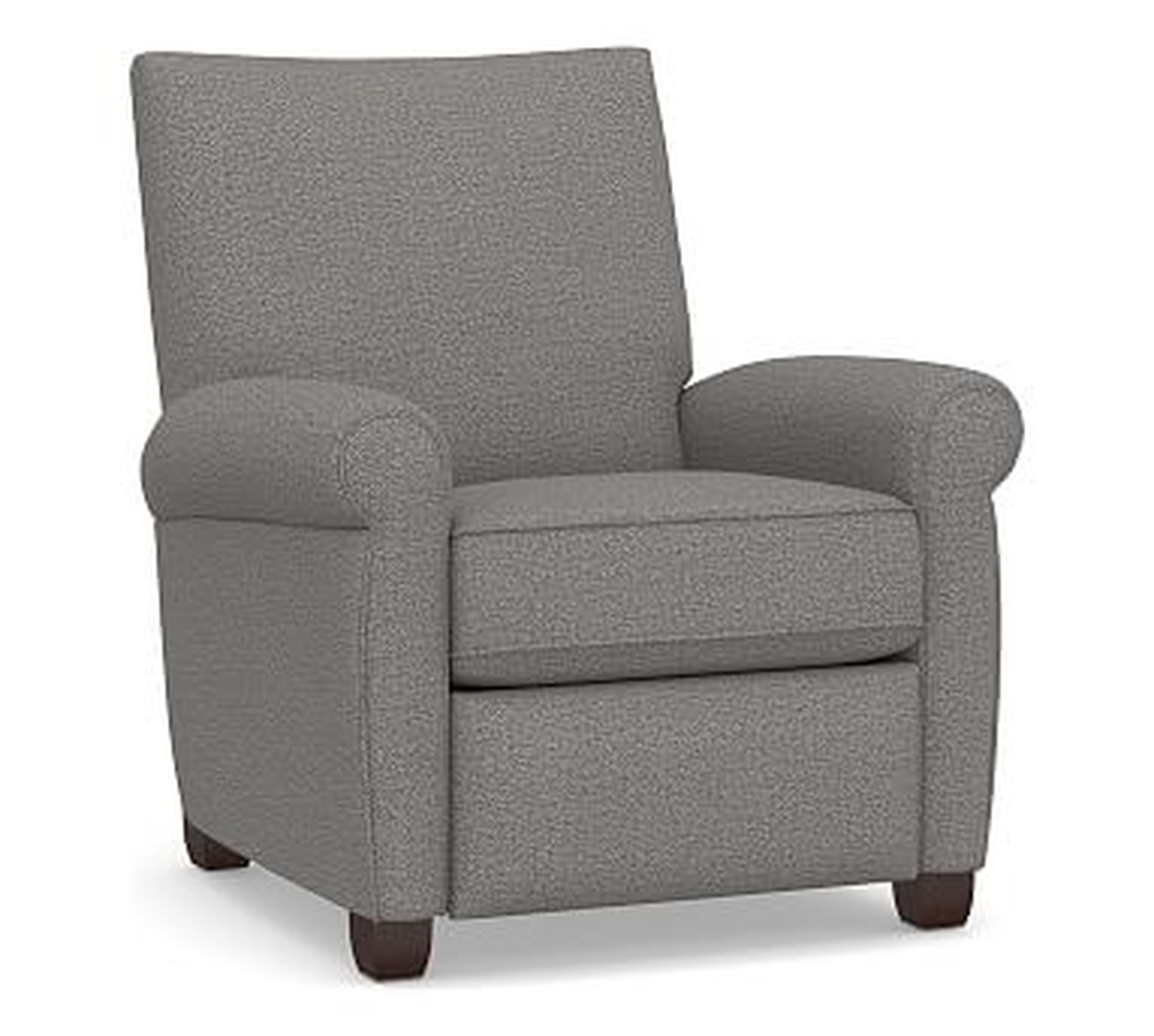 Grayson Roll Arm Upholstered Recliner, Polyester Wrapped Cushions, Performance Chateau Basketweave Blue - Pottery Barn