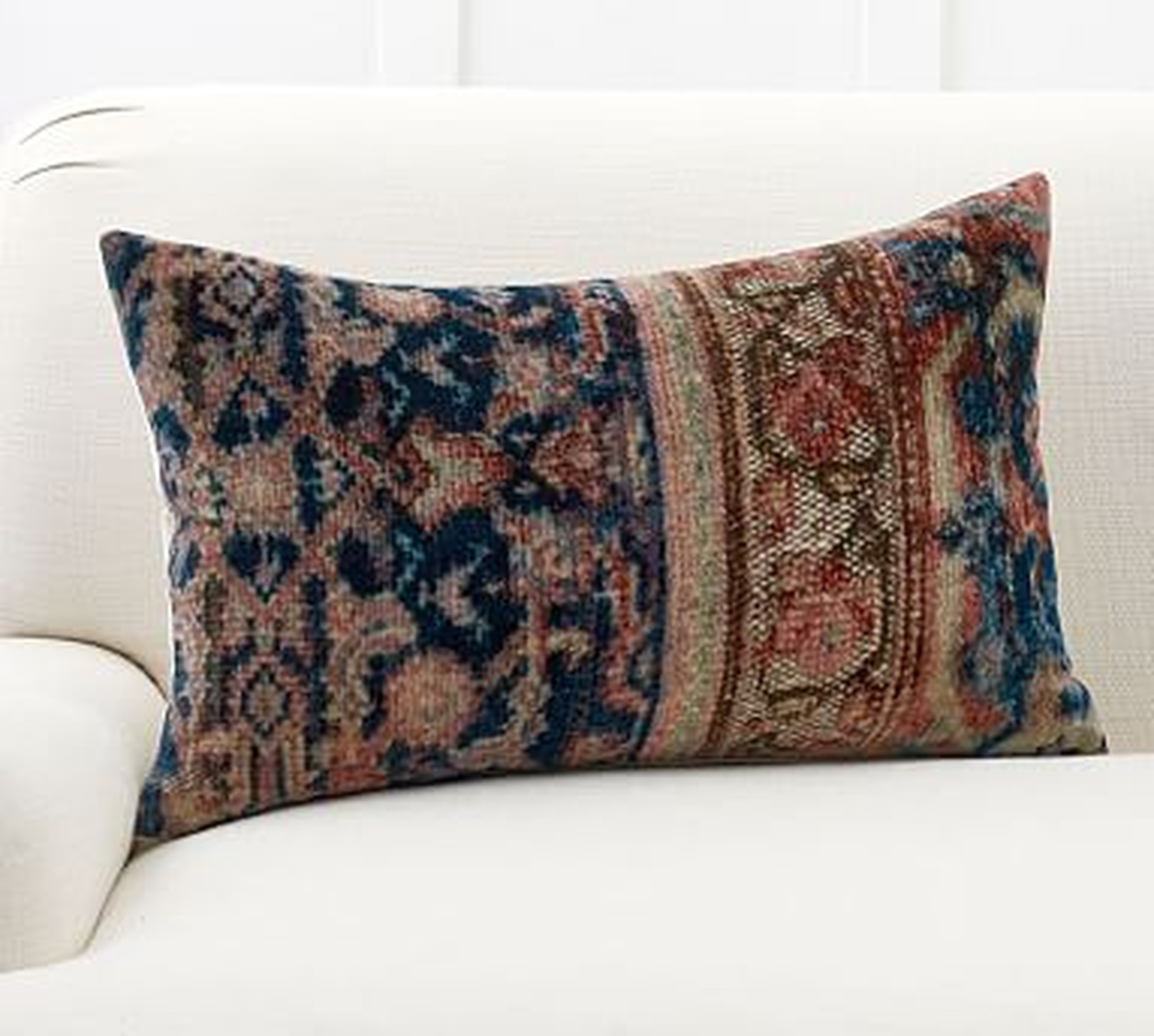 Amaya Velvet Lumbar Pillow Cover, 16 x 26", Blue Multi - Pottery Barn