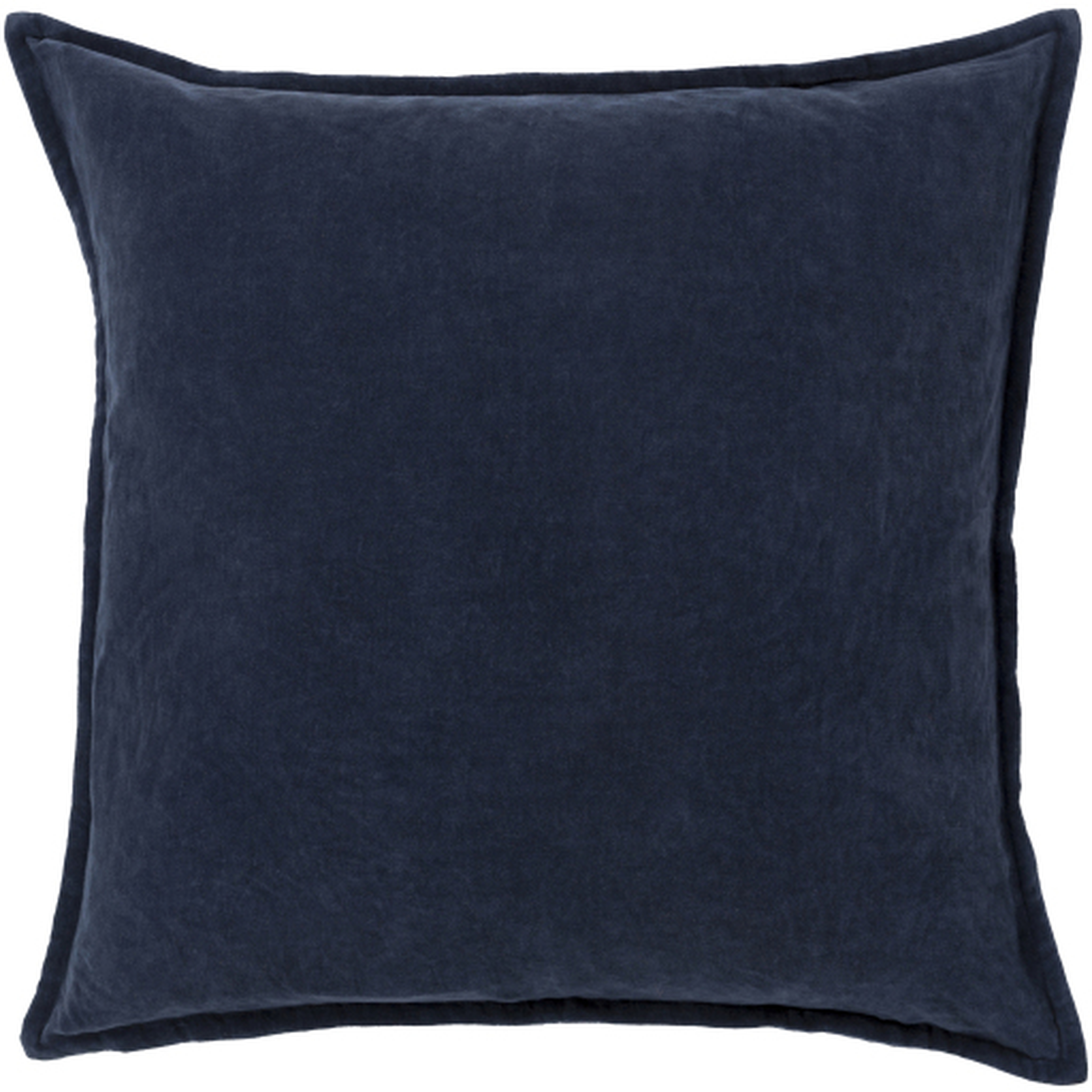 Cotton Velvet Pillow, 20" x 20", Navy, with Down Insert - Surya