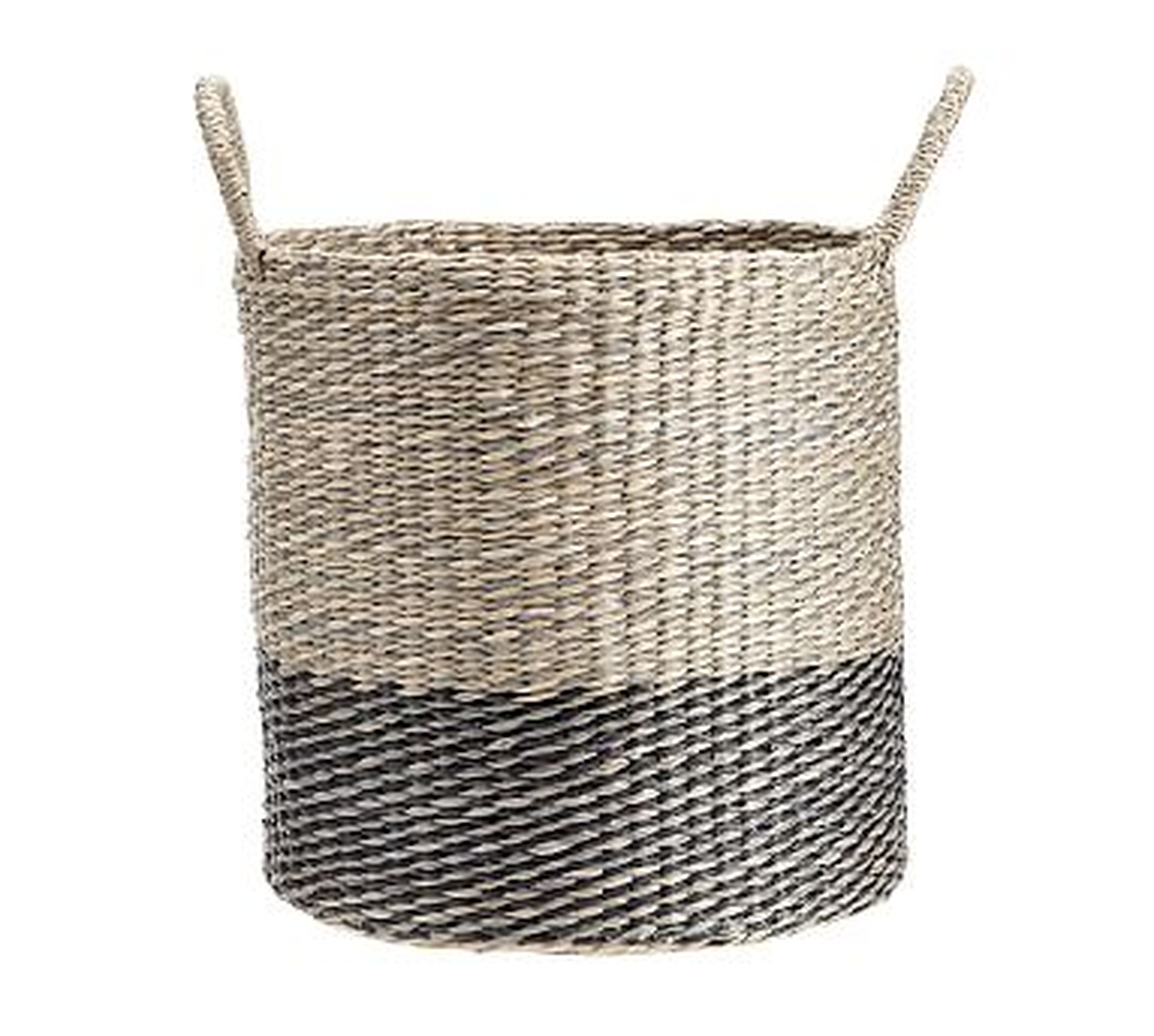 Lisbon Two-Tone Tote Basket, Natural/Black, Medium - Pottery Barn