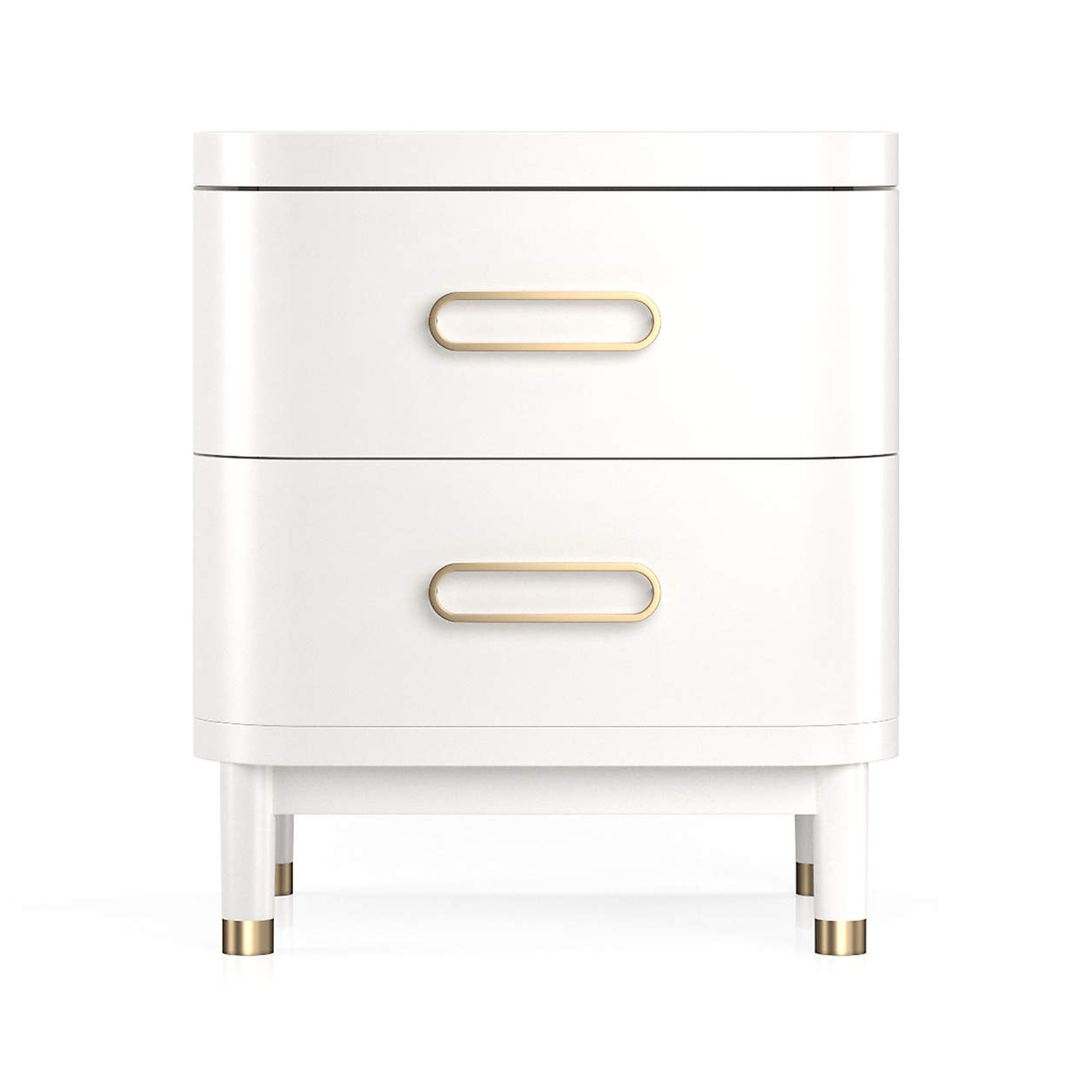 Arlo White and Gold Wood 2-Drawer Kids Nightstand - Crate and Barrel