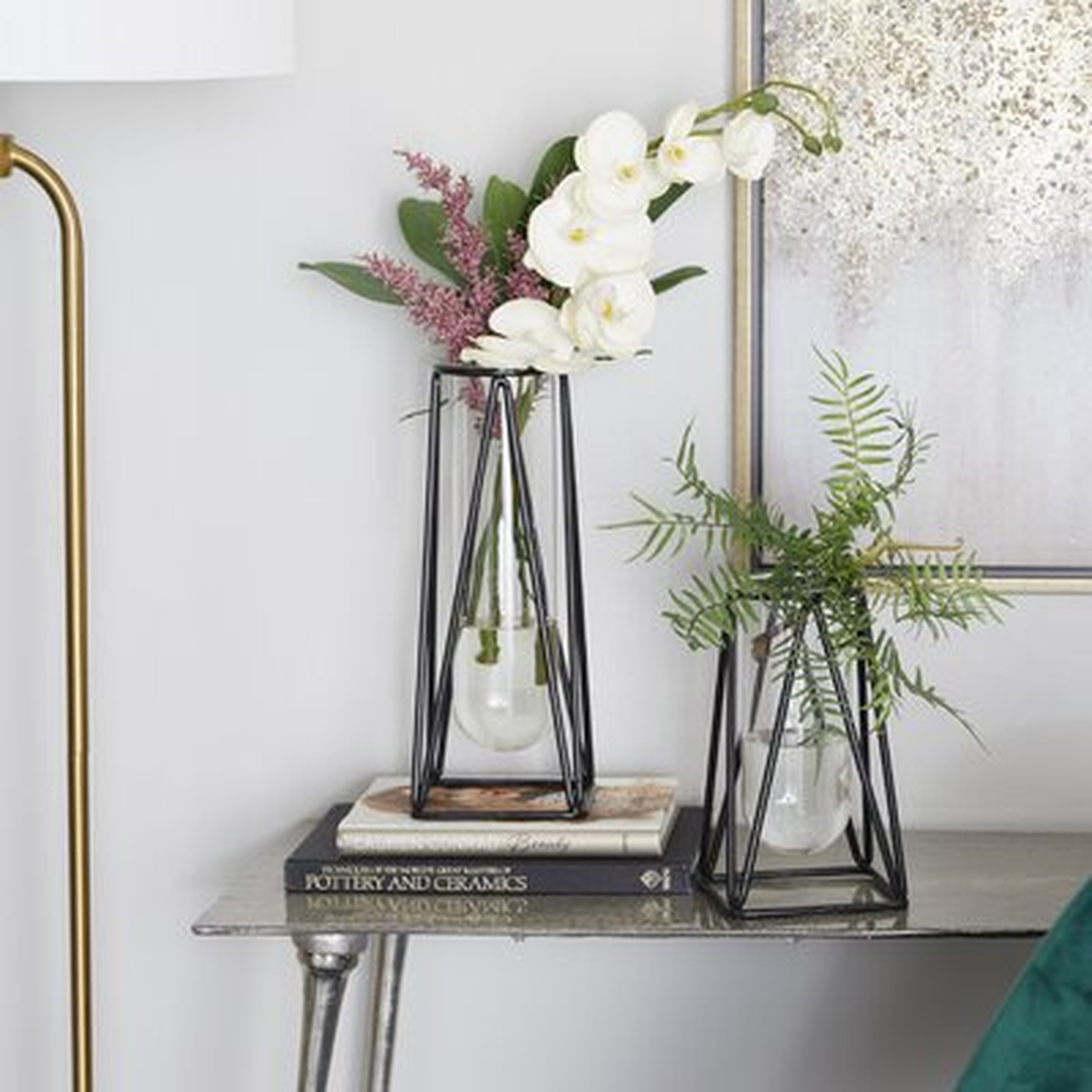 2 Piece Black Metal Table Vase Set - Wayfair