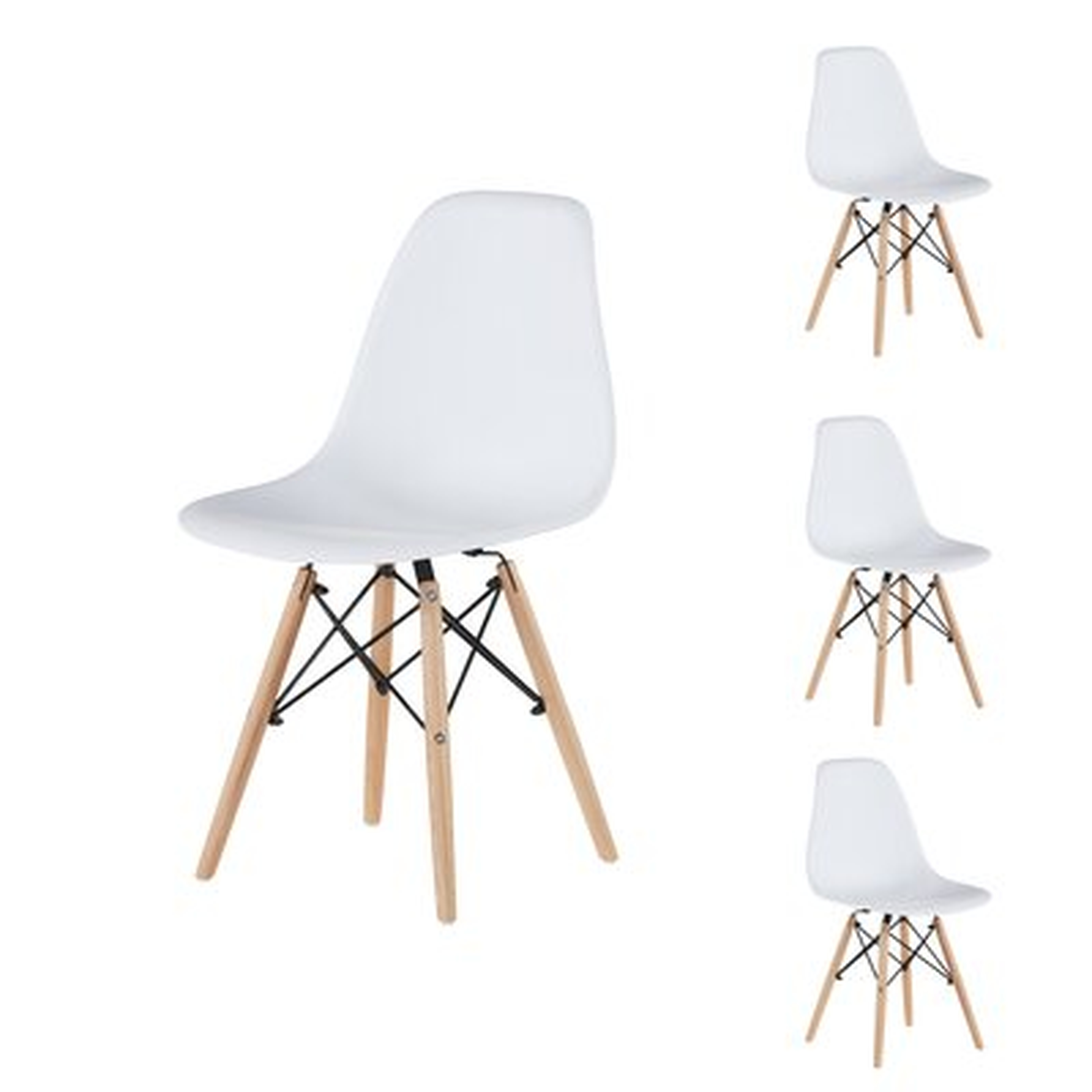 Light Gray Simple Fashion Leisure Plastic Chair Environmental Protection Pp Material Thickened Seat Surface Solid Wood Leg Dressing Stool Restaurant Outdoor Cafe Chair Set Of 4 - Wayfair