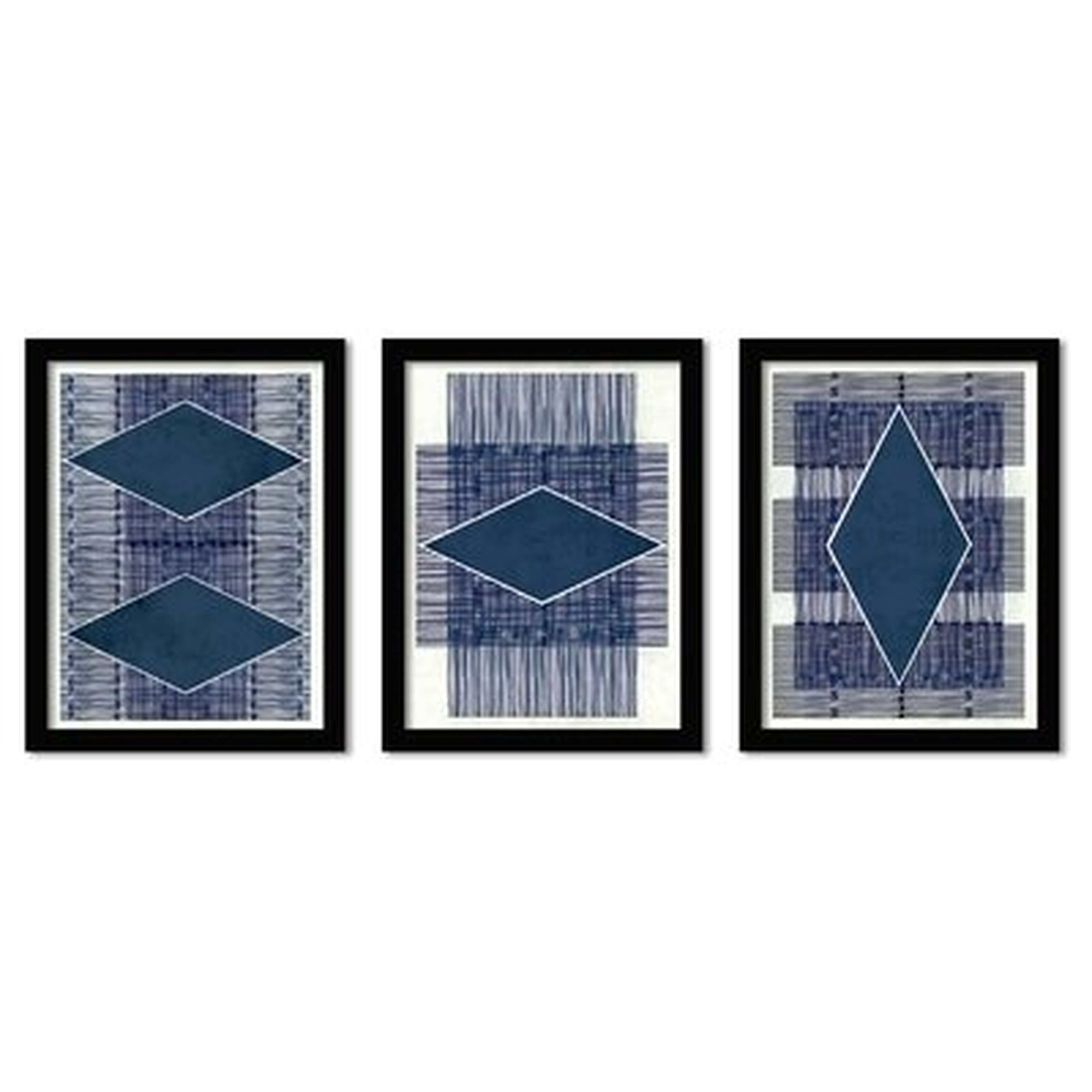 'Blue Ink' by Hope Bainbridge - 3 Piece Picture Frame Graphic Art Set - Wayfair
