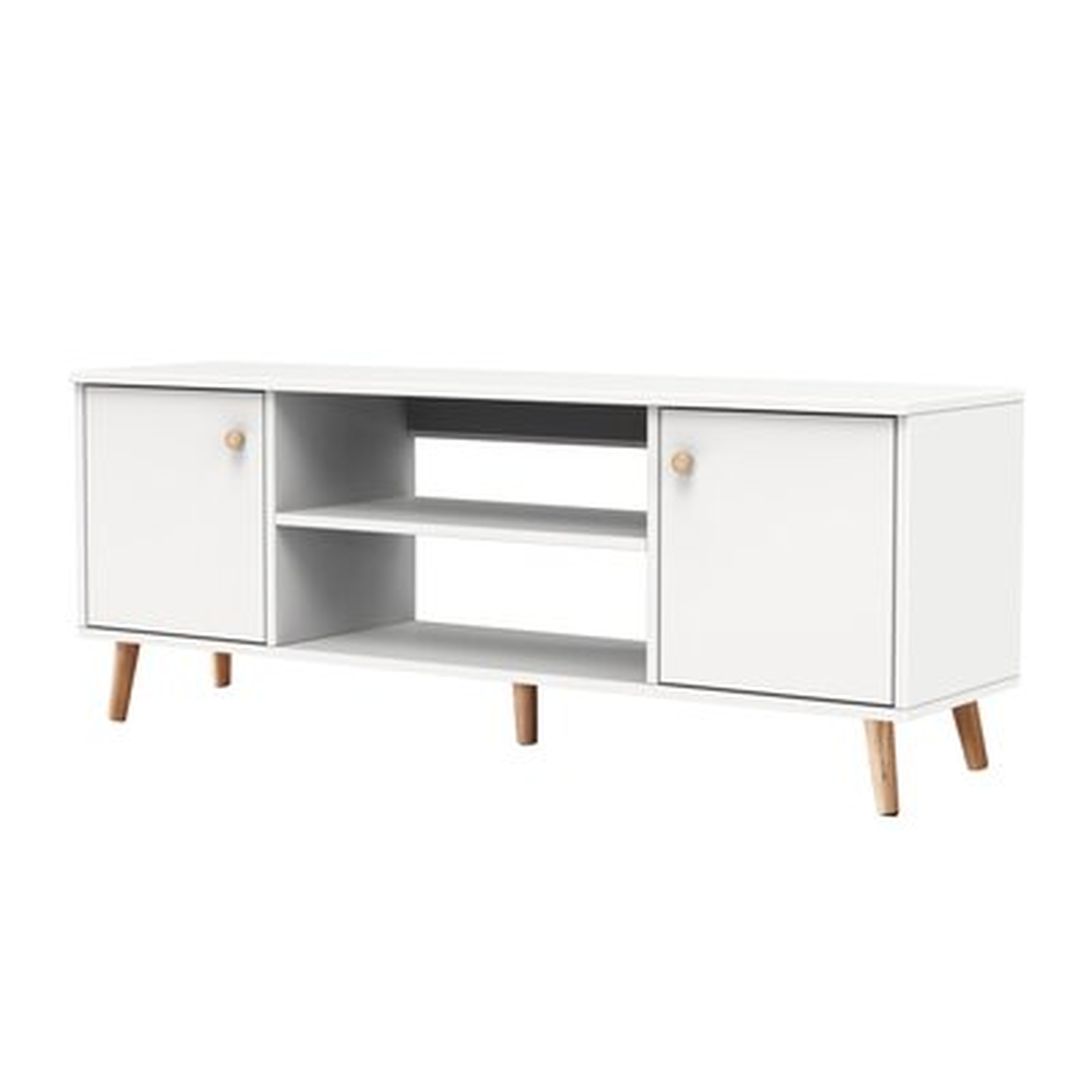 TV Stand Console Table W 2Doors White - Wayfair