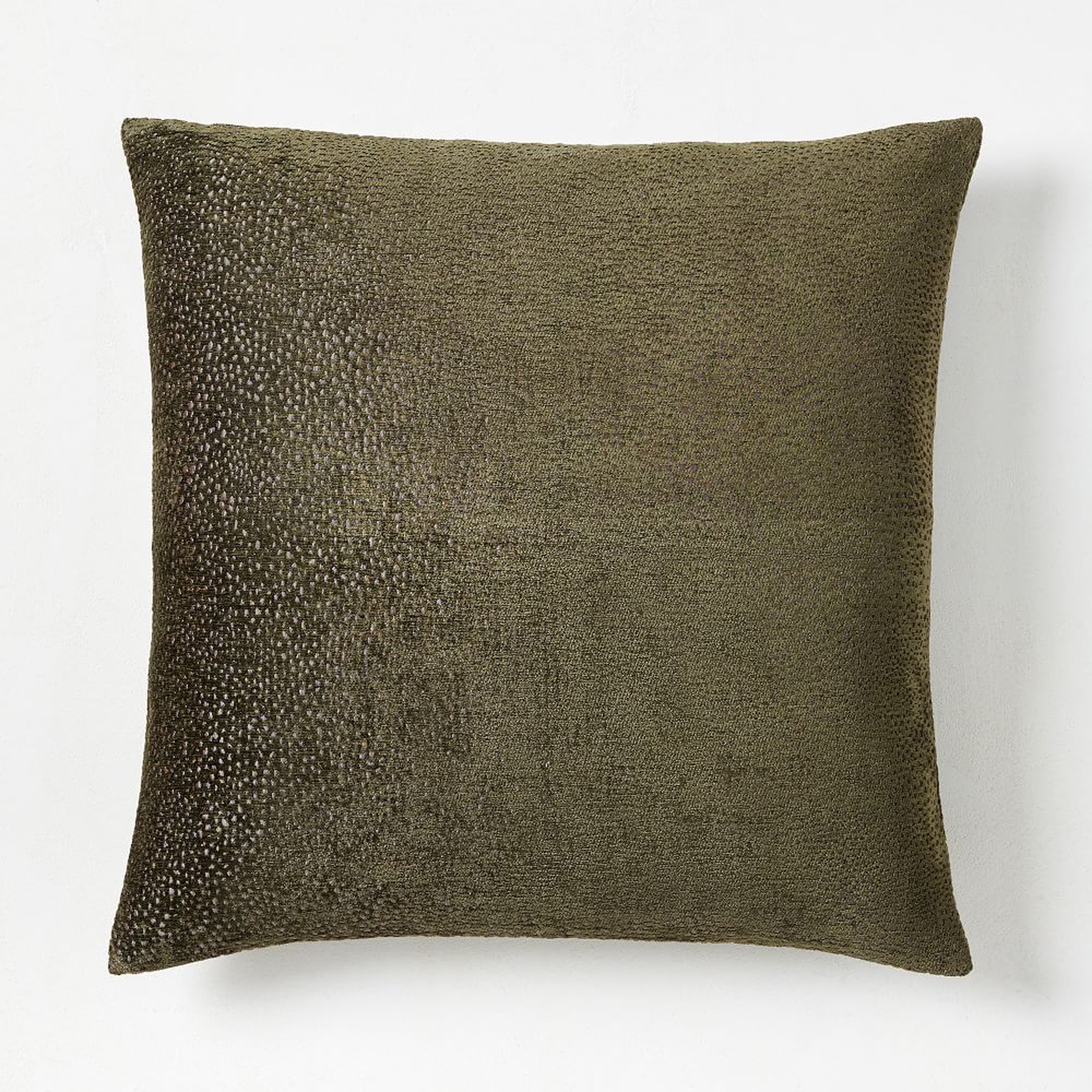 Dotted Chenille Jacquard Pillow Cover, 20"x20", Dark Olive - West Elm