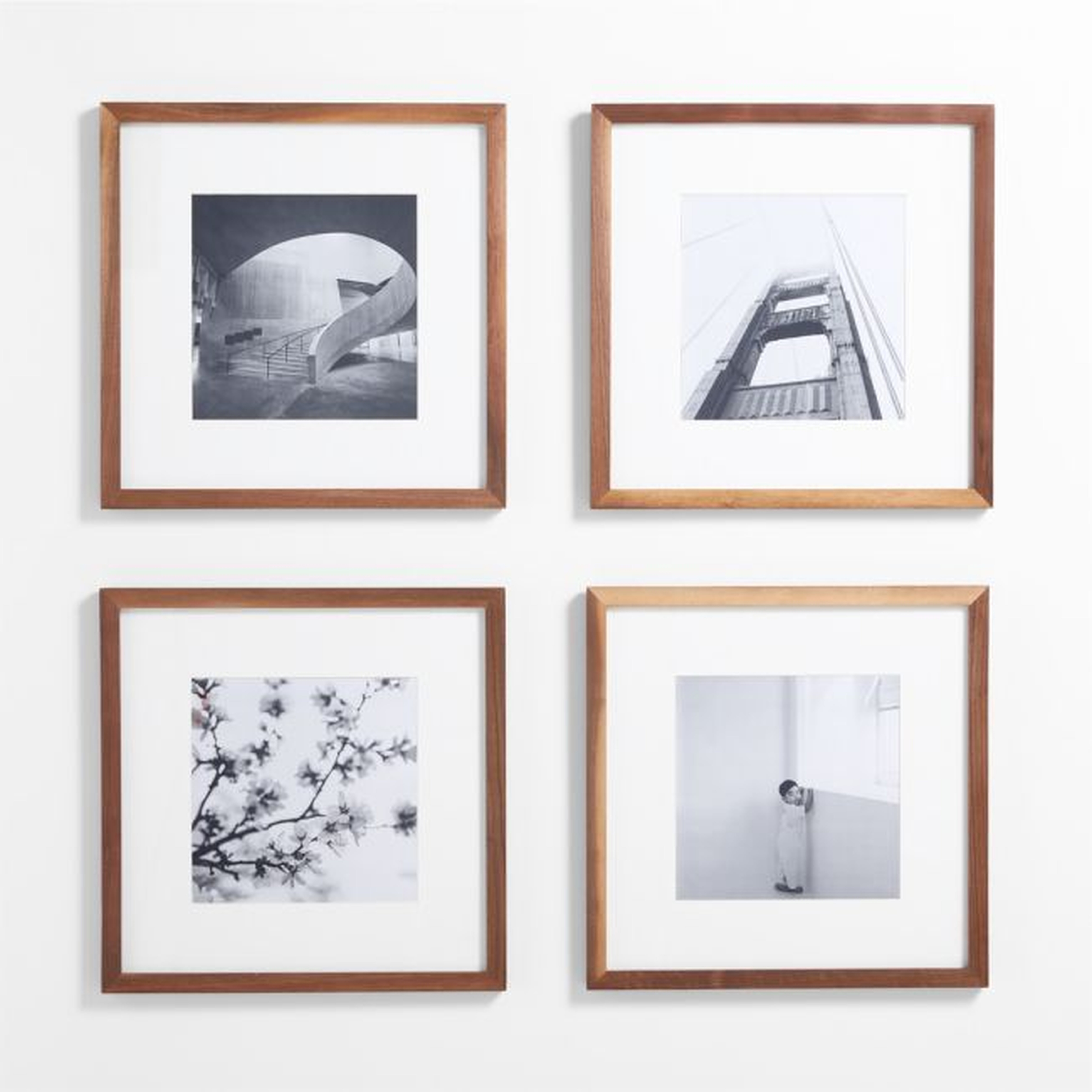 4-Piece Walnut Wood 11x11 Gallery Wall Frame Set - Crate and Barrel