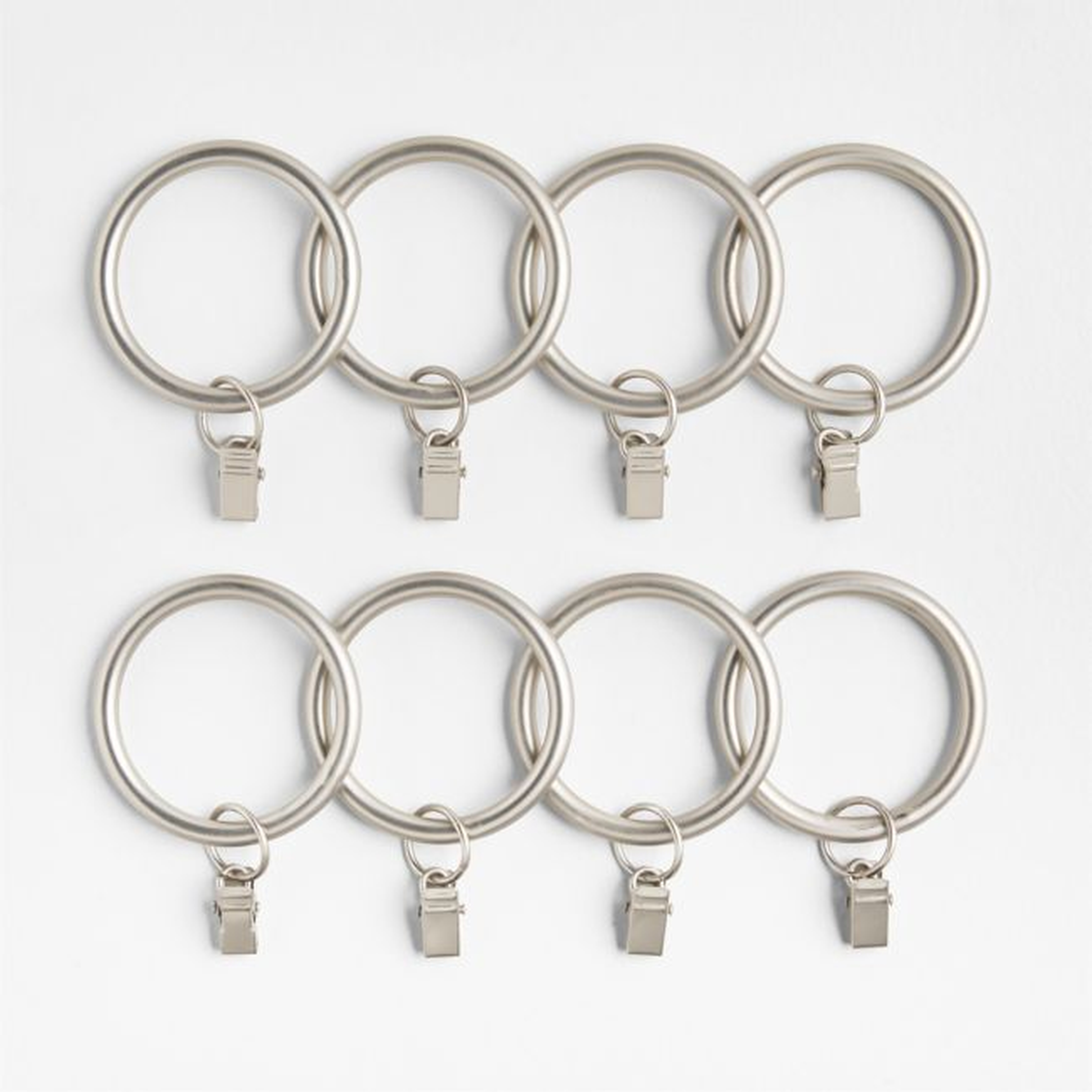 Brushed Nickel 1.5" Window Curtain Rings, Set of 8 - Crate and Barrel