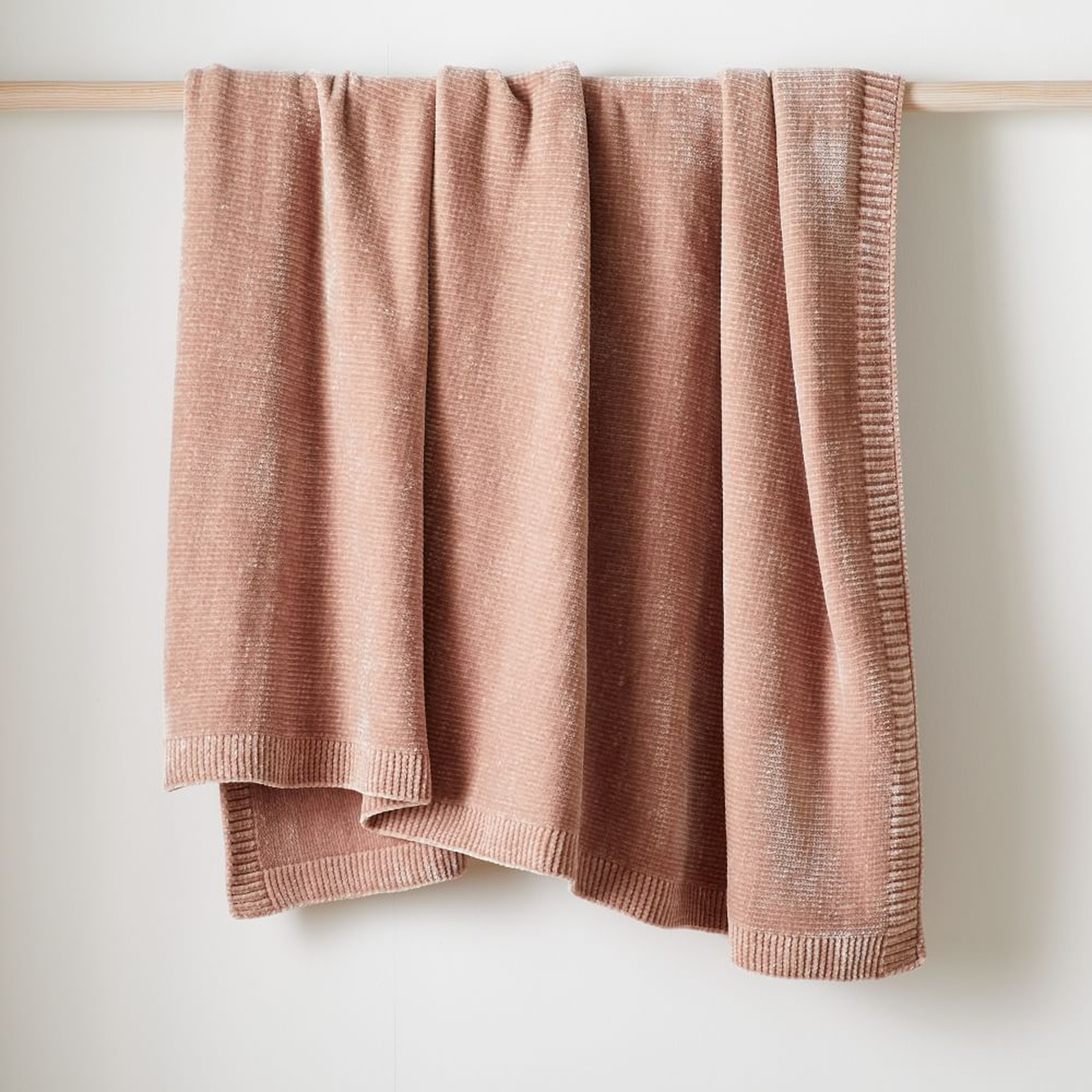 Luxe Chenille Throw, Dusty Blush - West Elm