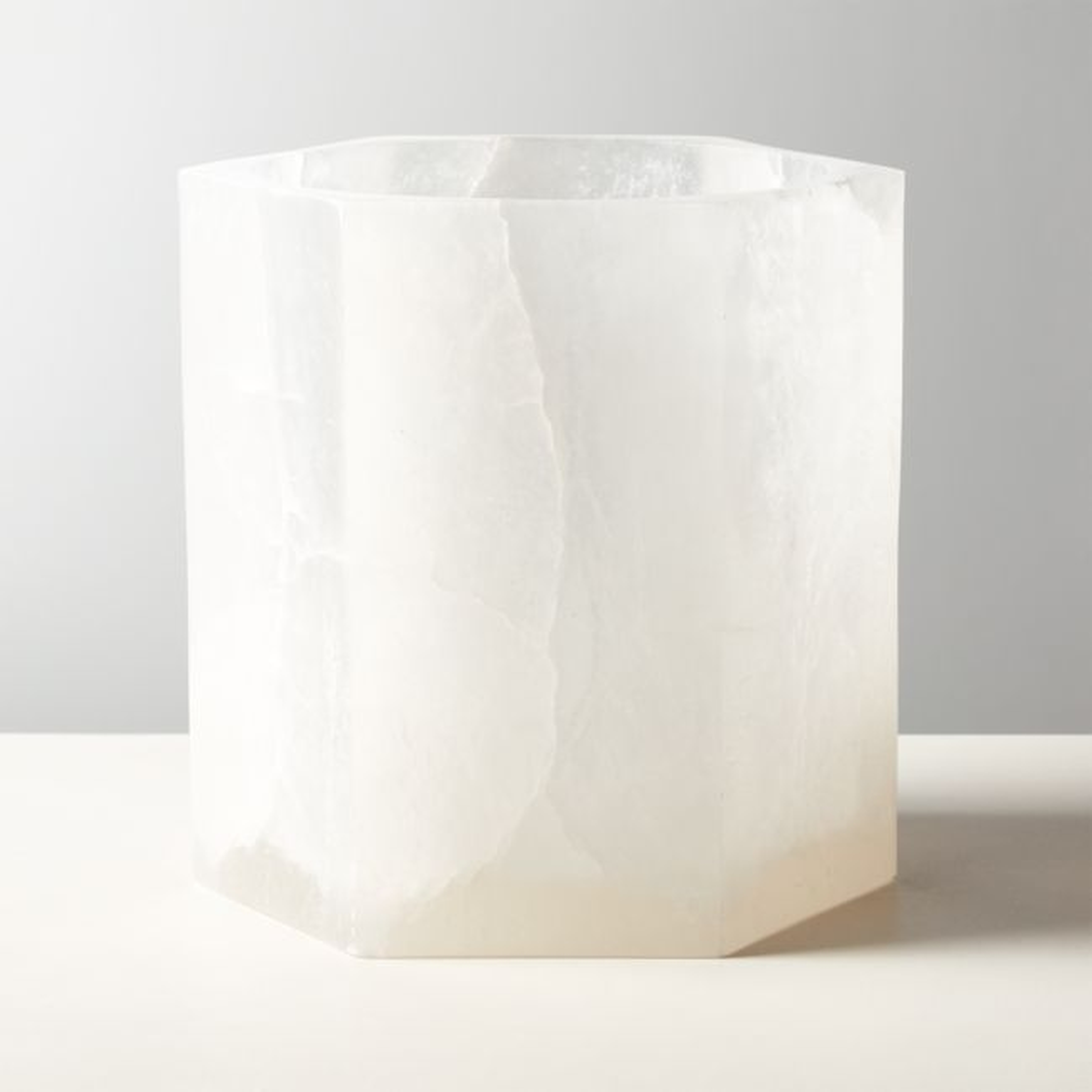 Talia Alabaster Hurricane Candle Holder - CB2