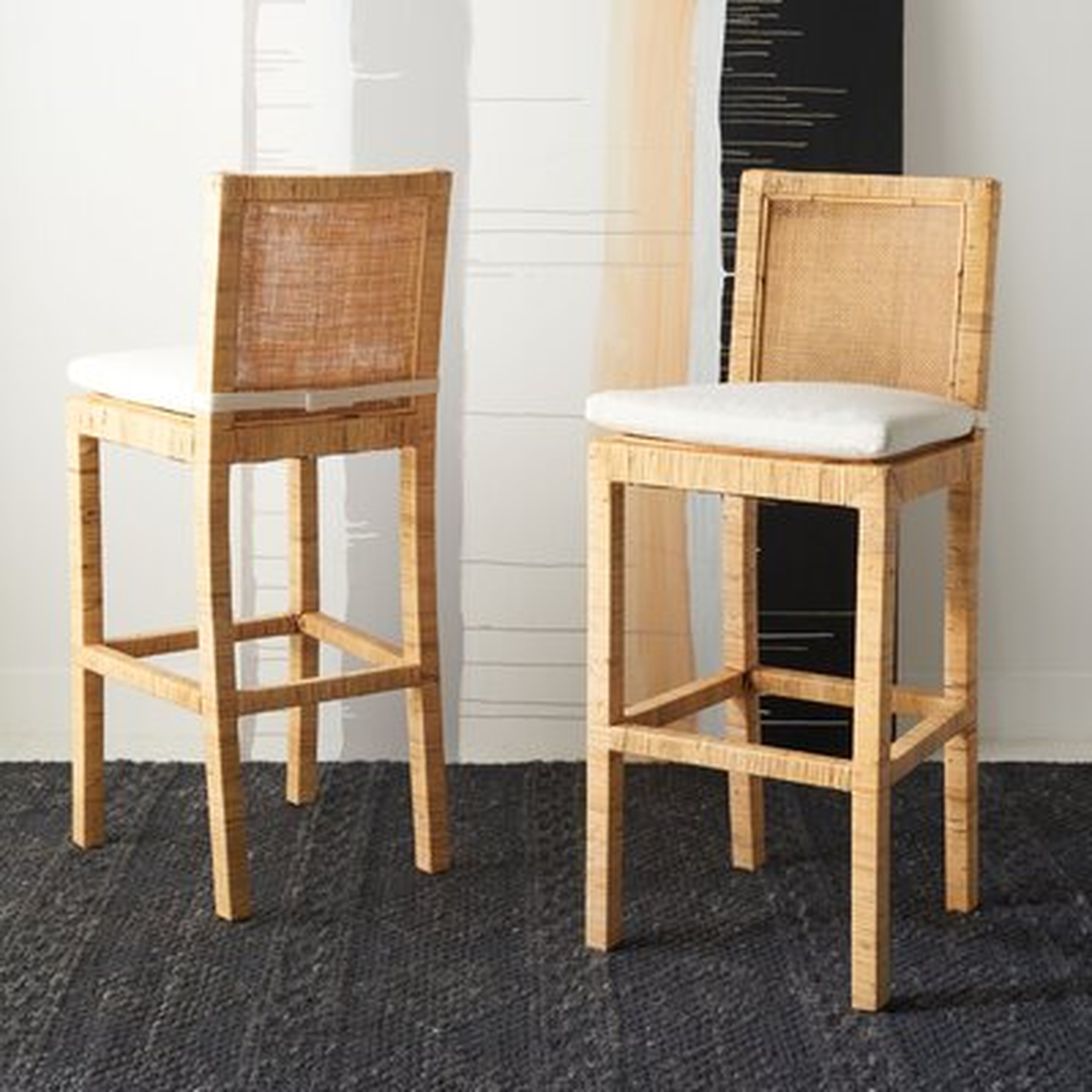Landon Cane Bar Stool With Cushion - Wayfair