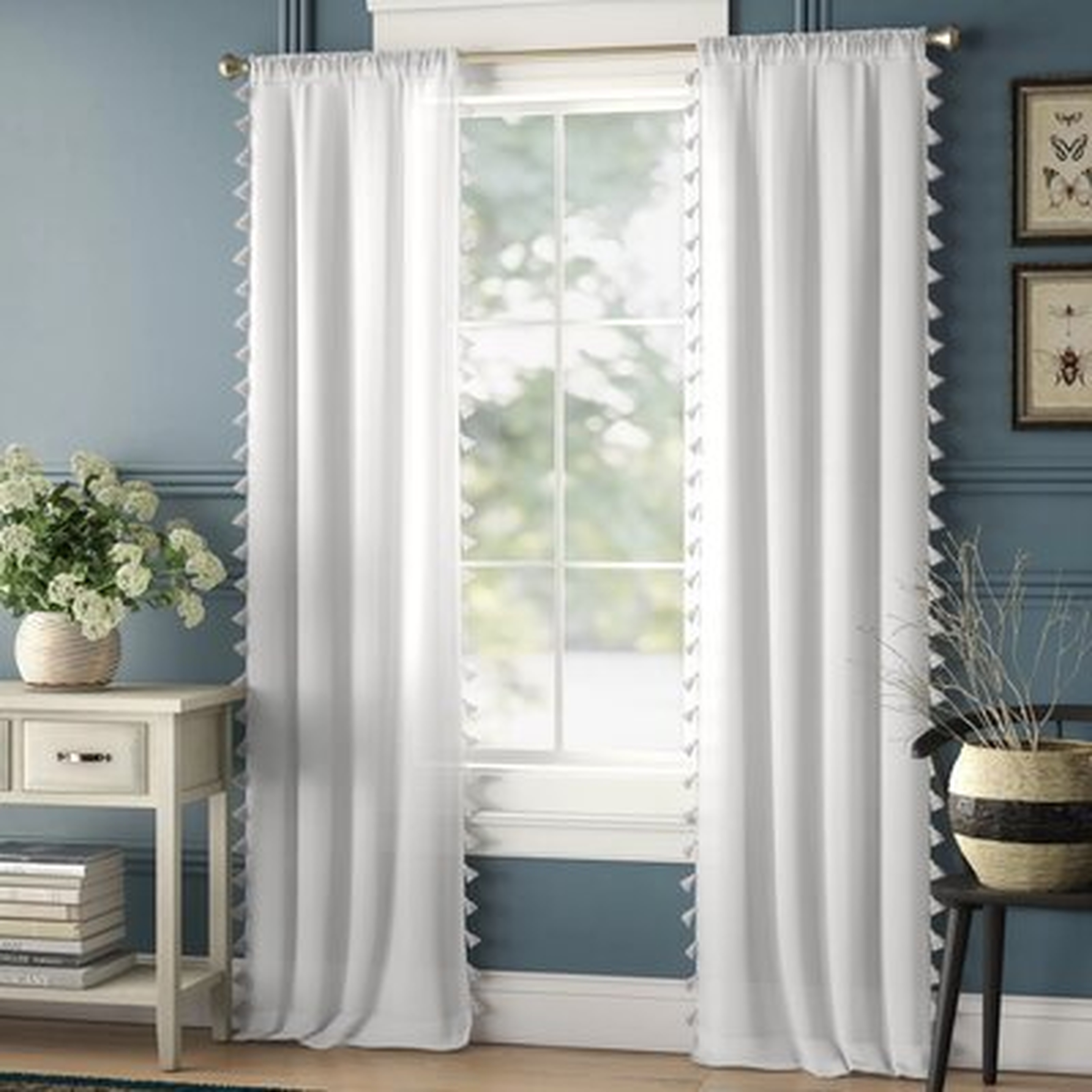 Bartholomew 100% Cotton Solid Color Semi-Sheer Rod Pocket Single Curtain Panel - Birch Lane