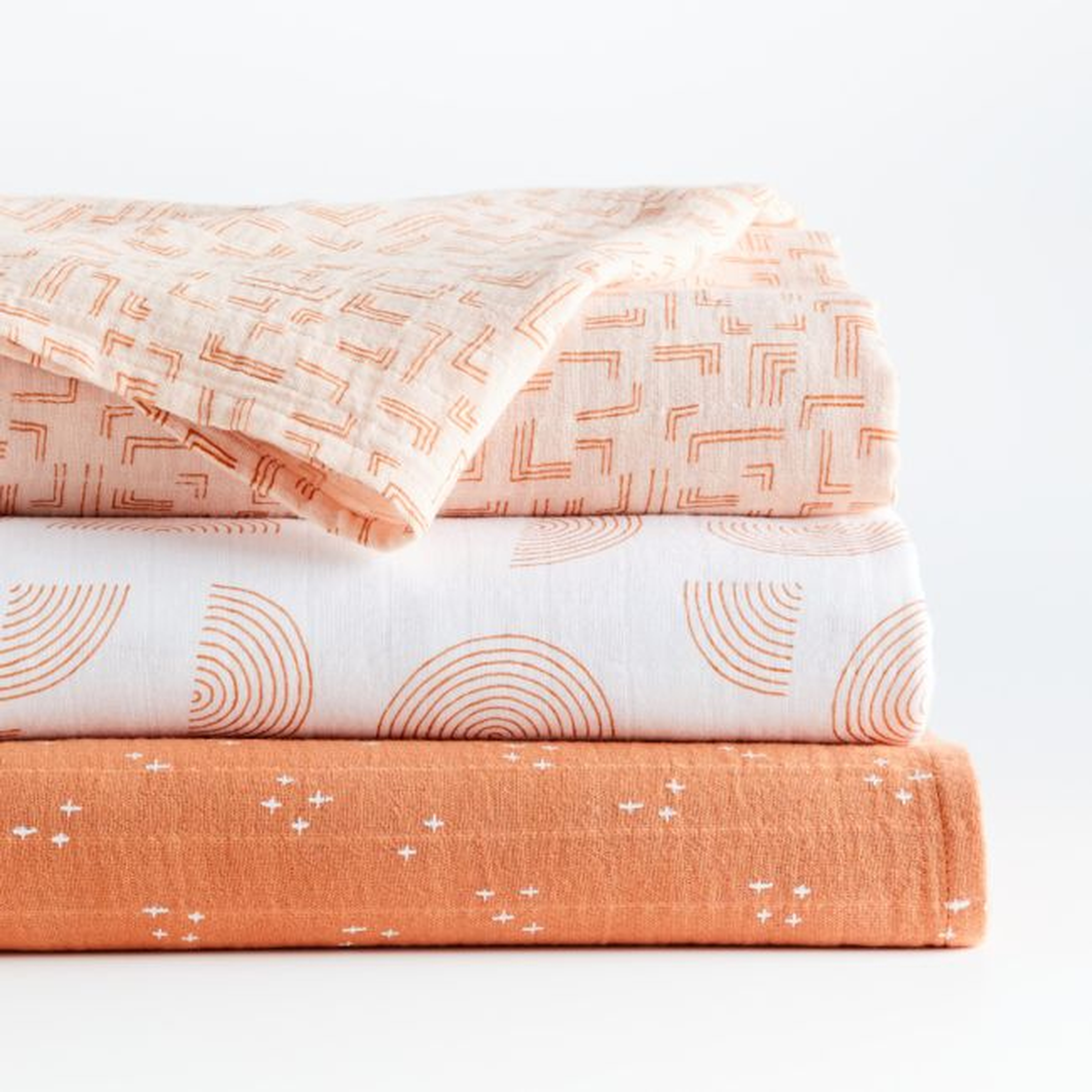 Pink Modern Organic Baby Swaddle Blankets, Set of 3 - Crate and Barrel