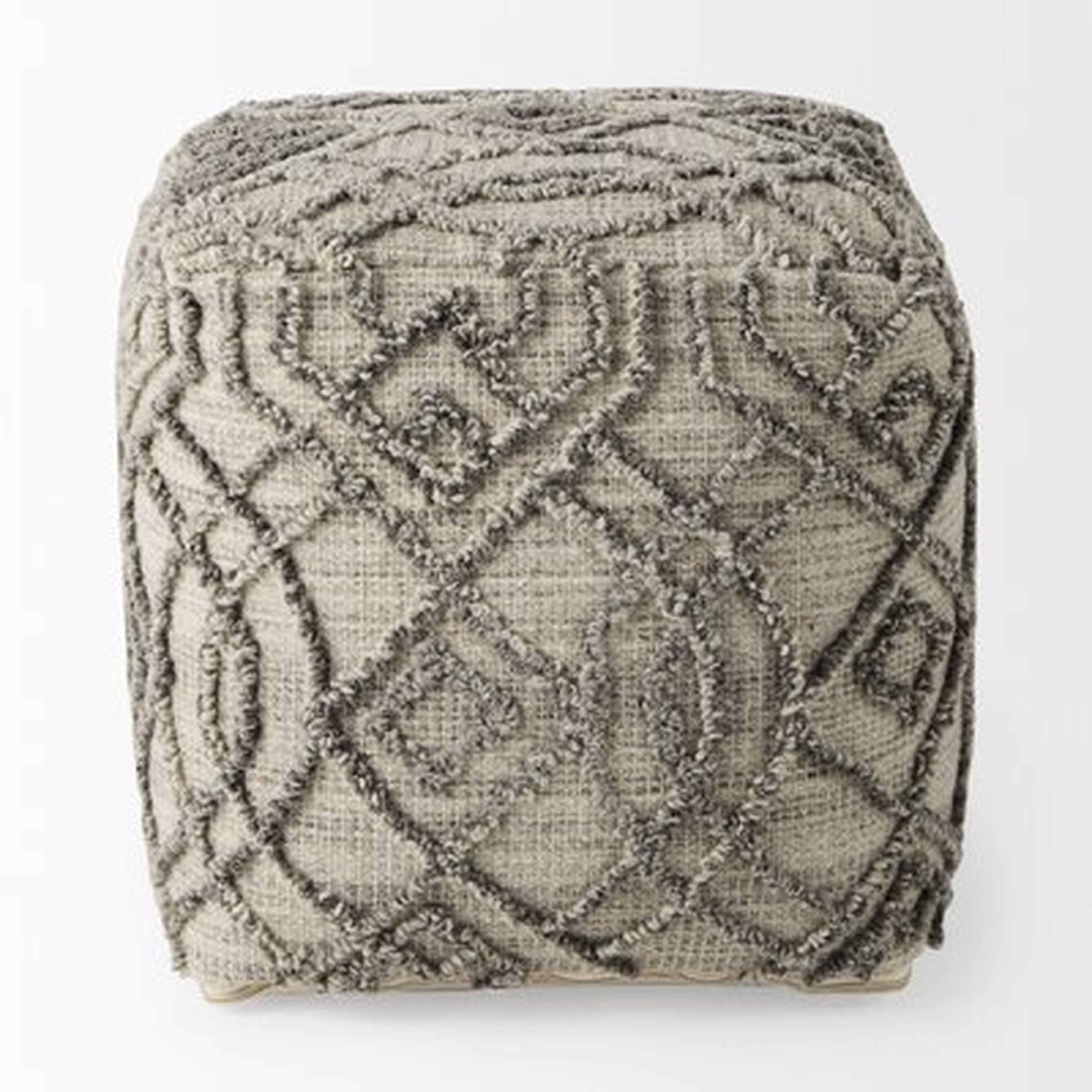 Langevin 16.0L X 16.0W X 16.0H Gray Hemp And Cotton Patterned Pouf - Wayfair
