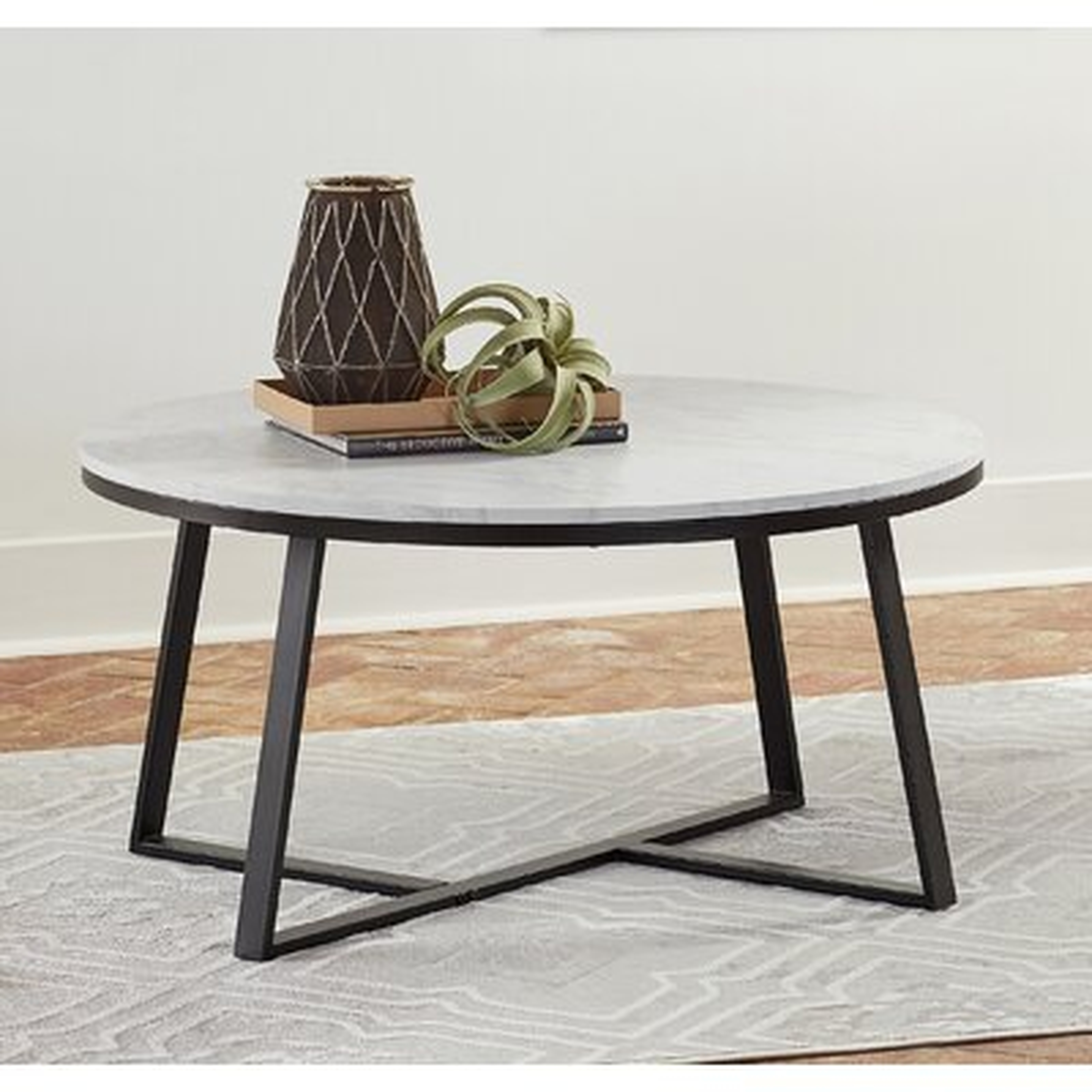 Round Coffee Table White And Matte Black - Wayfair