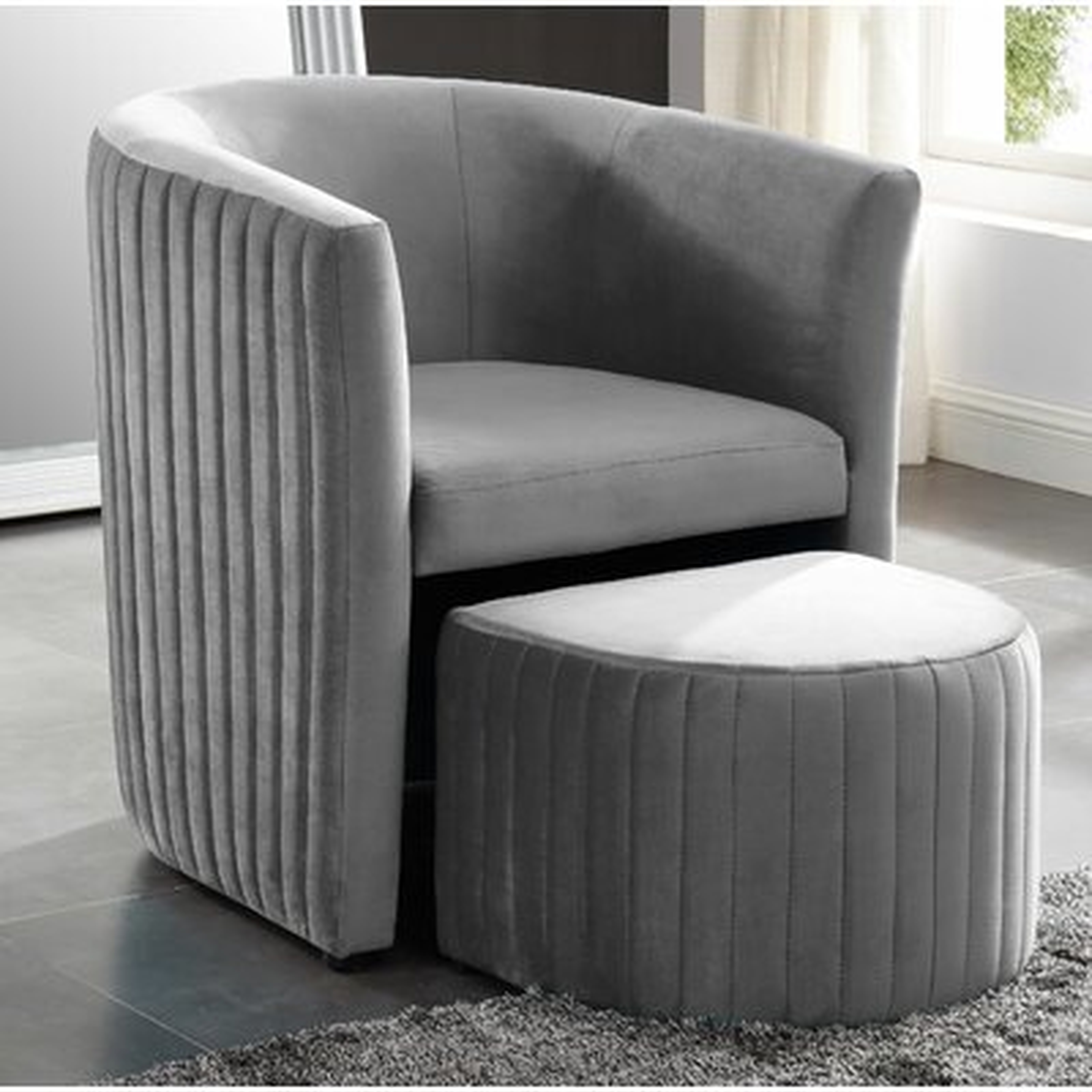 Bramblett 27.45" Wide Tufted Polyester Barrel Chair and Ottoman - Wayfair