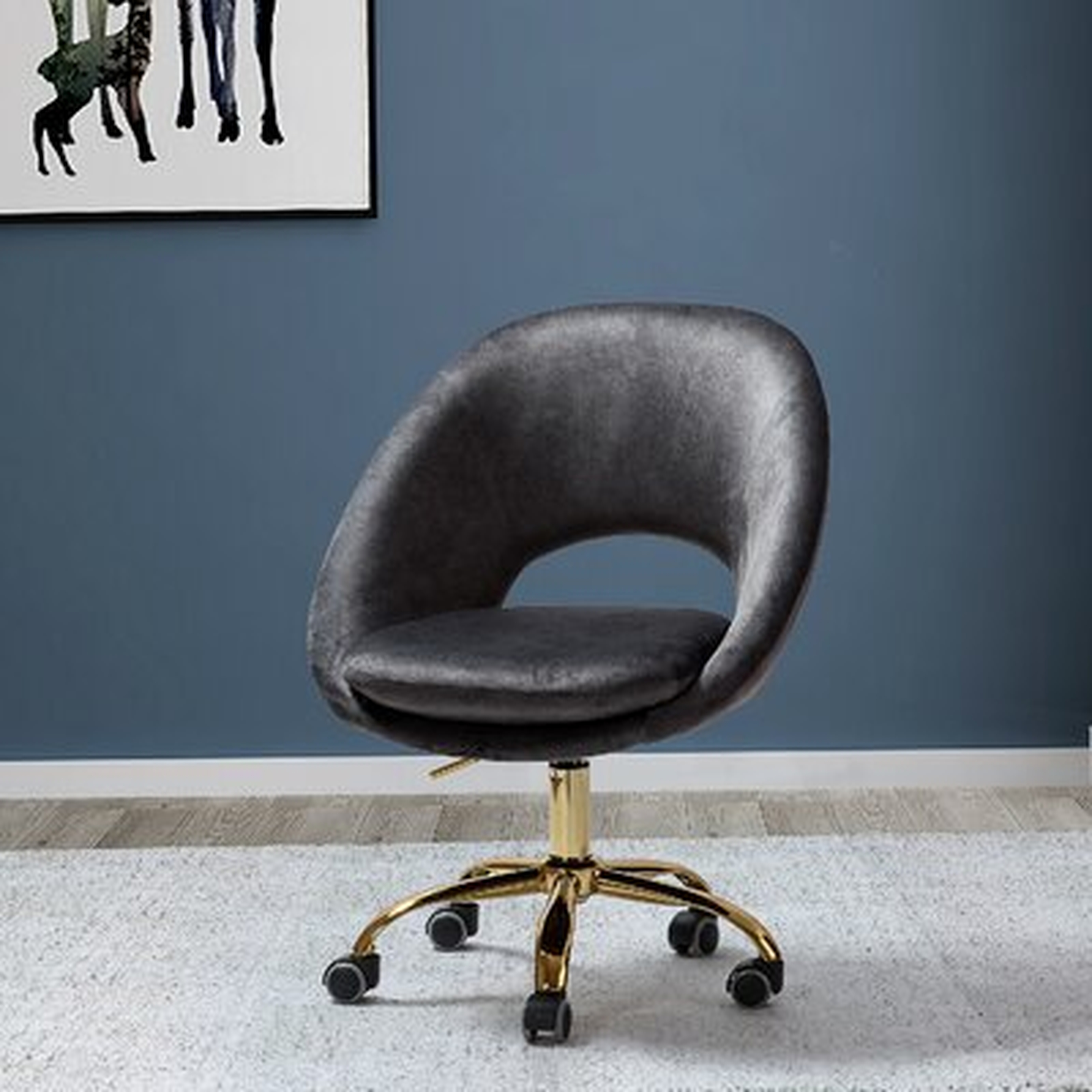 Lourdes Velvet Task Chair - Charcoal - Wayfair