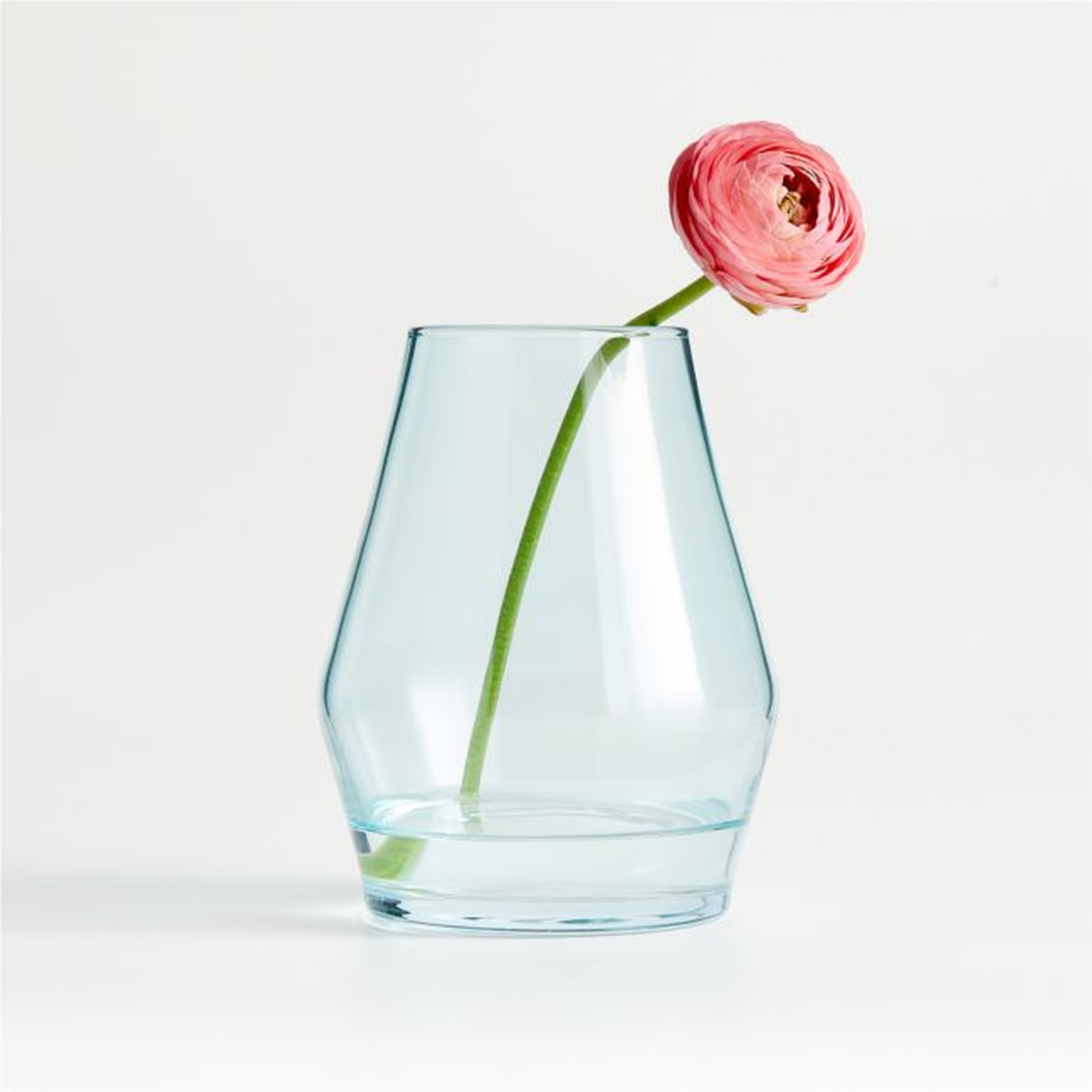 Laurel Small Angled Blue Glass Vase - Crate and Barrel