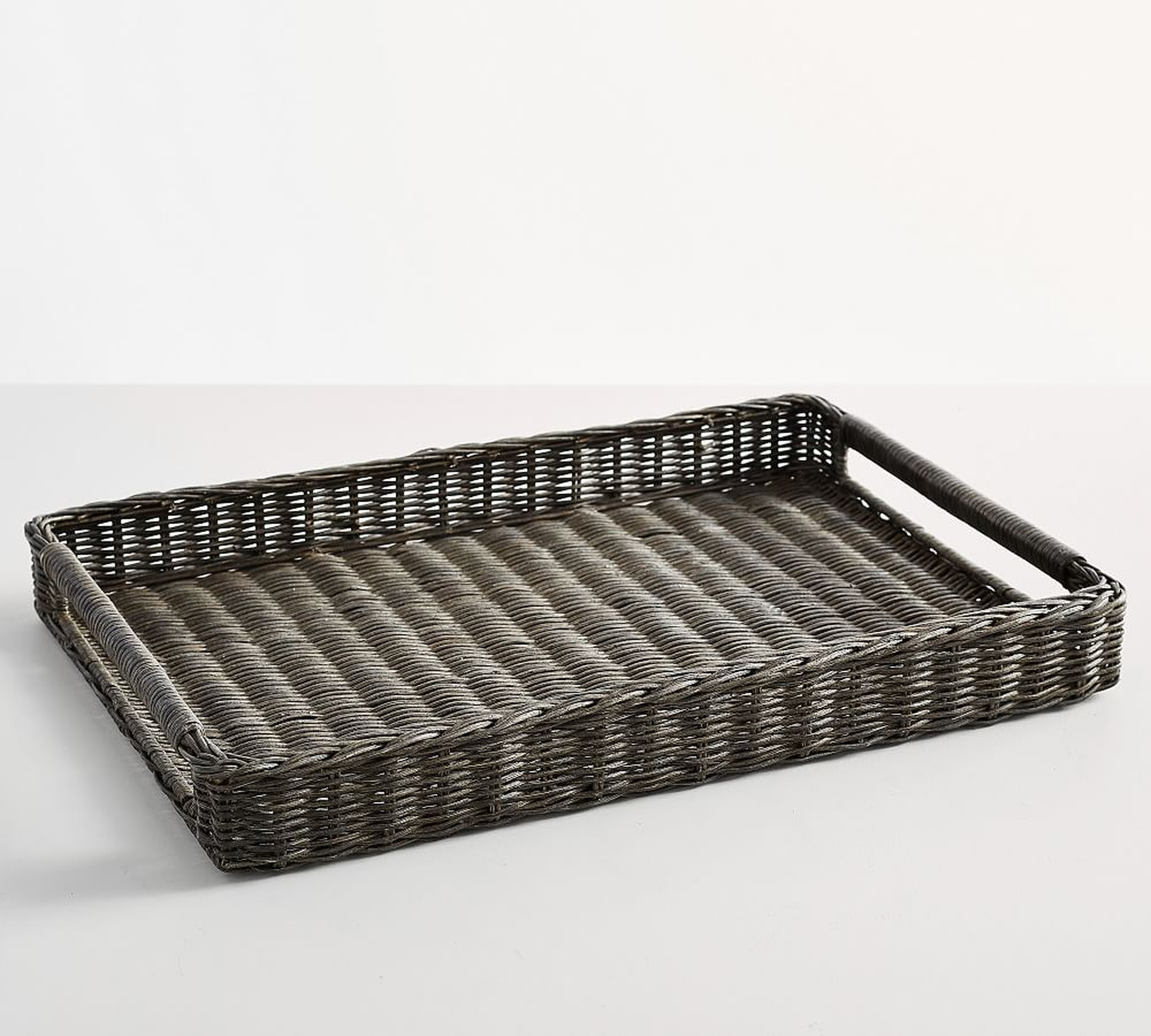 Handwoven Rectangluar Tray with Handles, Dark Natural, 24"W - Pottery Barn