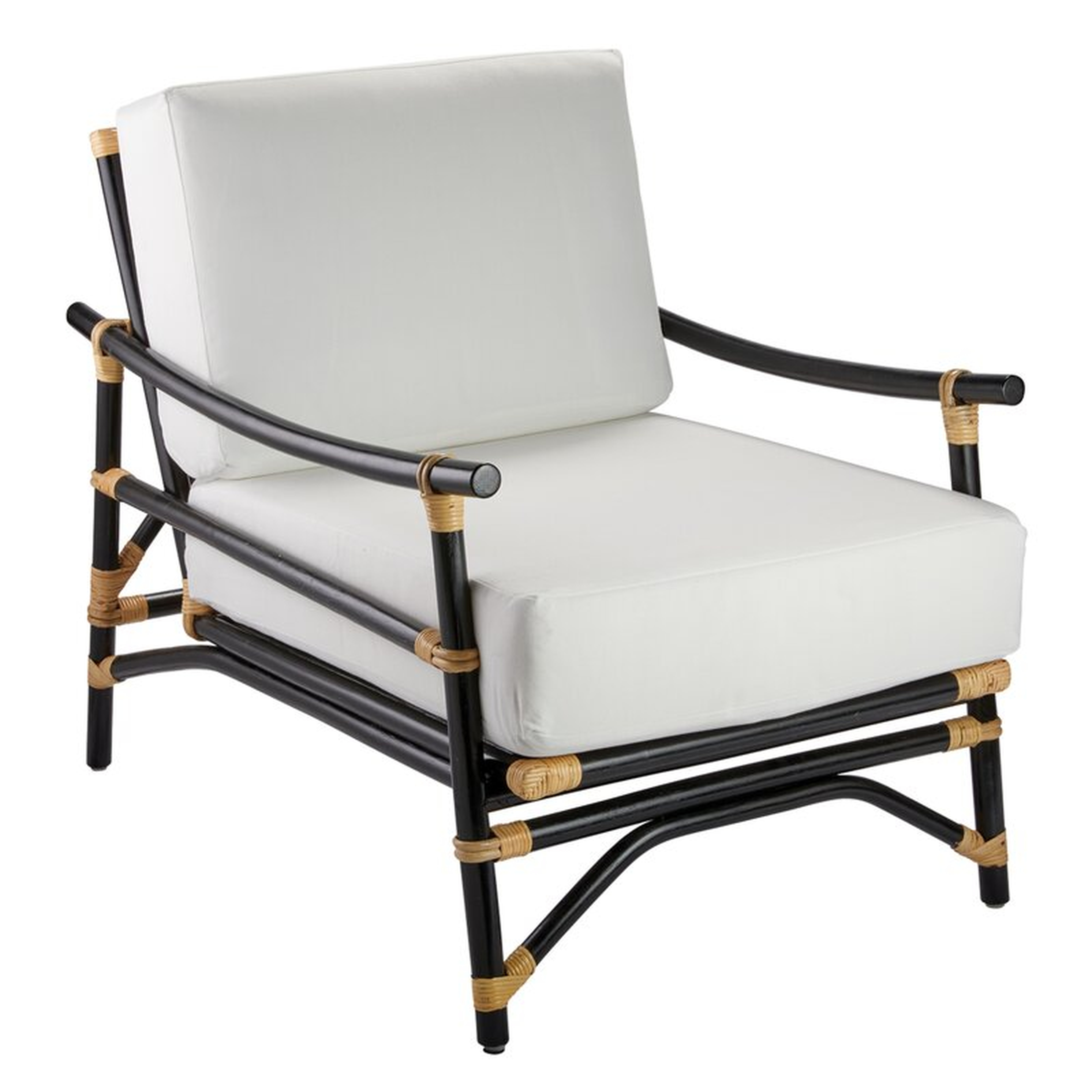 Xanadu Lounge Chair In Black & Cream Rattan With Off White Cushions - Perigold