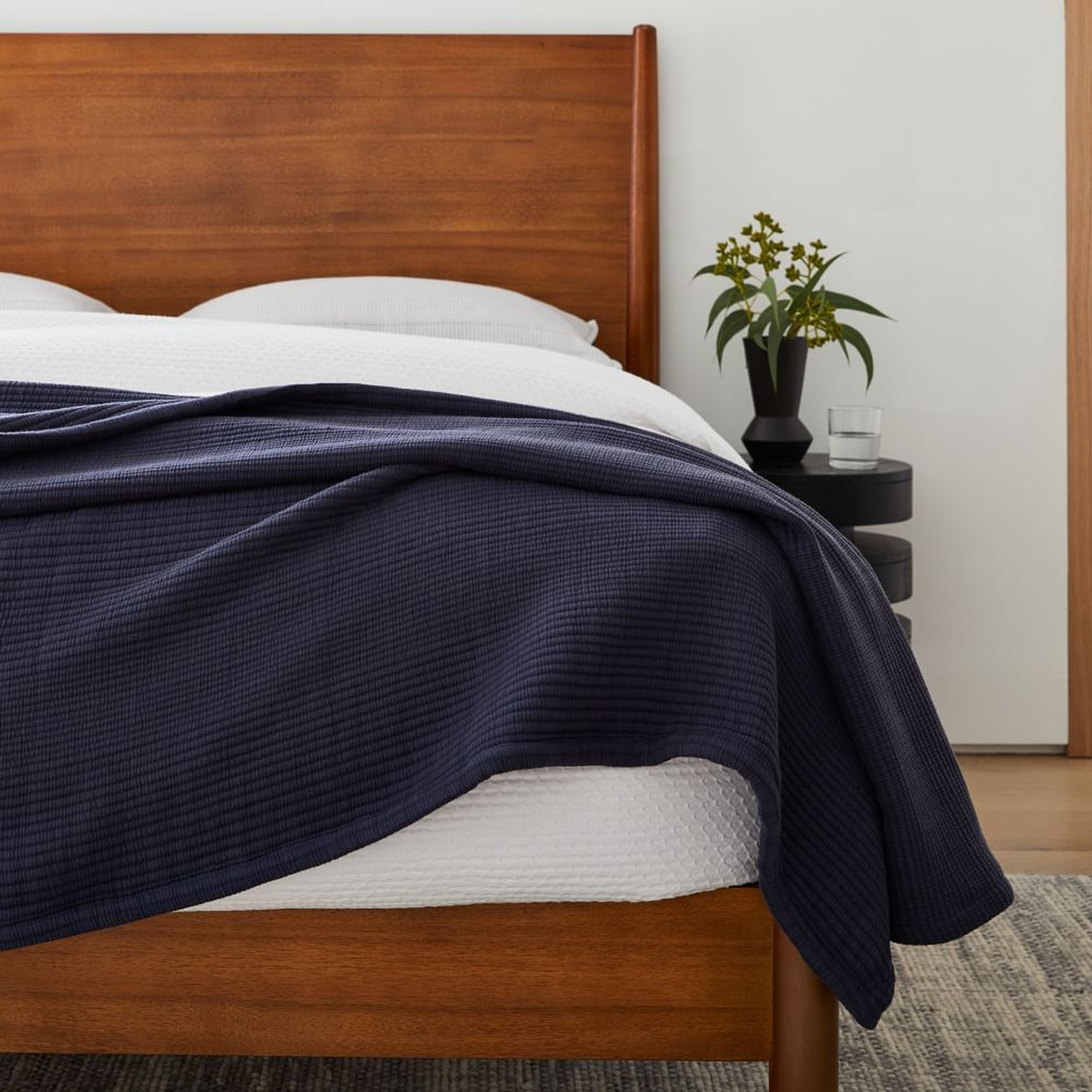 Ribbed Blanket, King/Cal. King , Midnight - West Elm