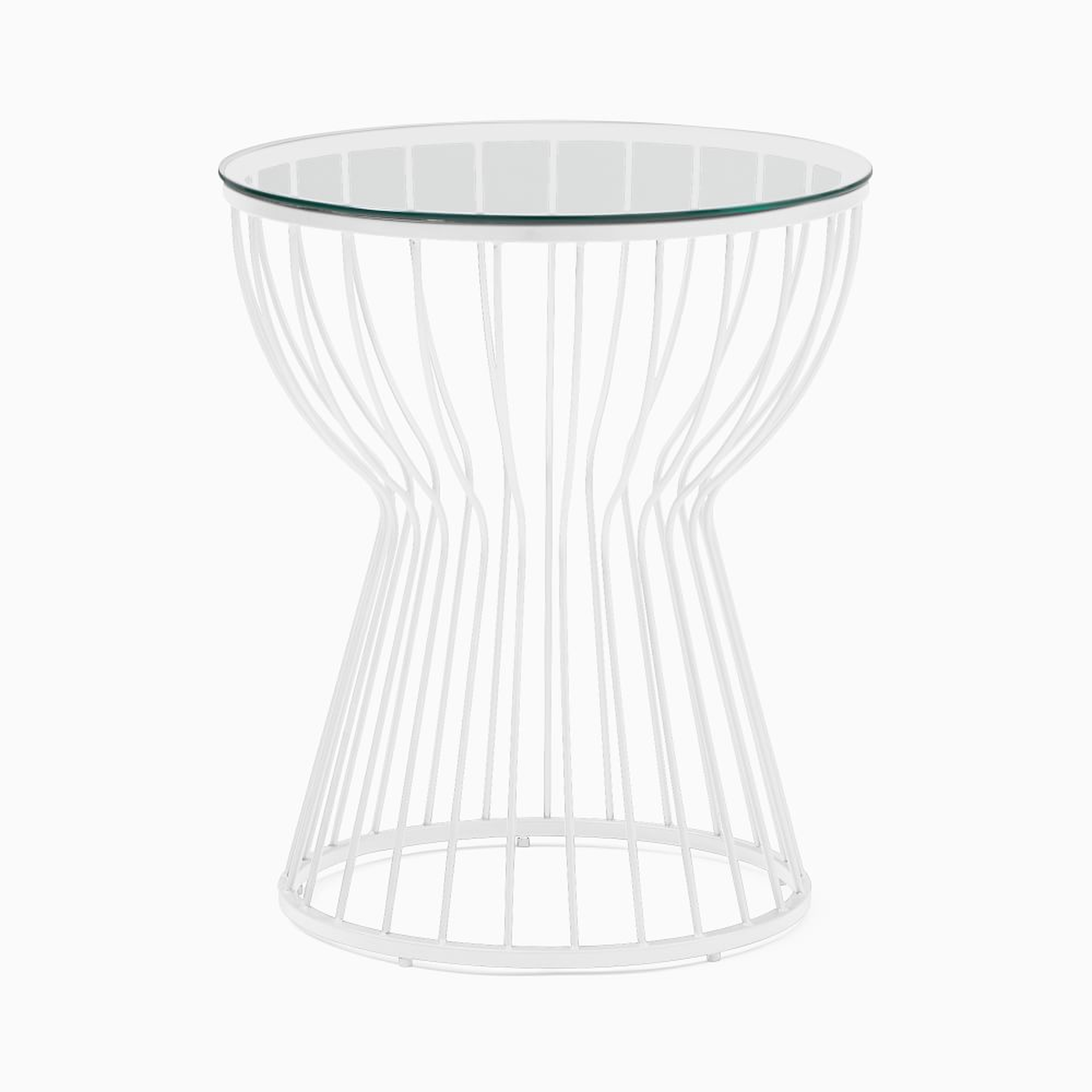 Pillar Glass/White Round Side Table - West Elm
