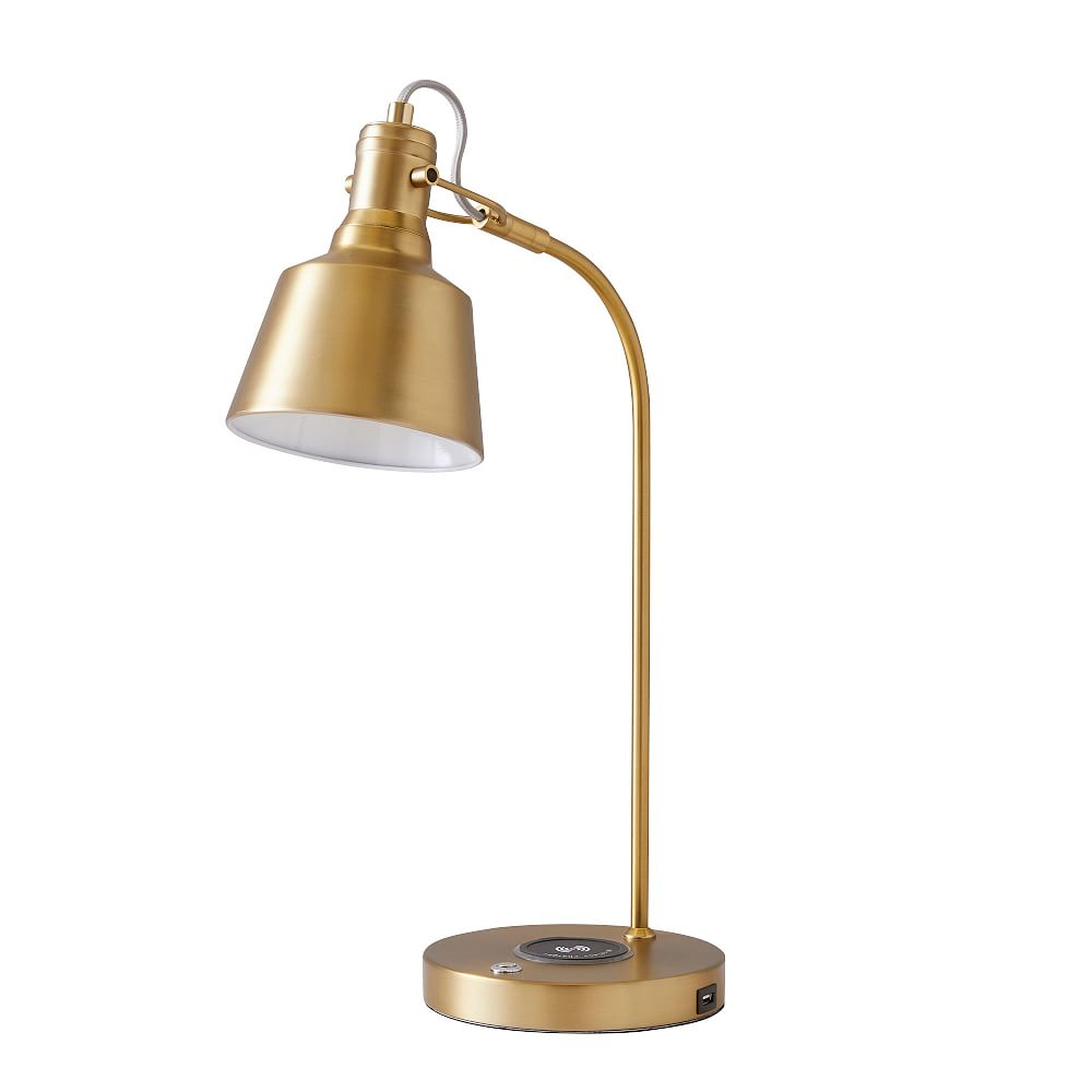 Taylor Wireless Charging Task Lamp with USB, Gold - Pottery Barn Teen