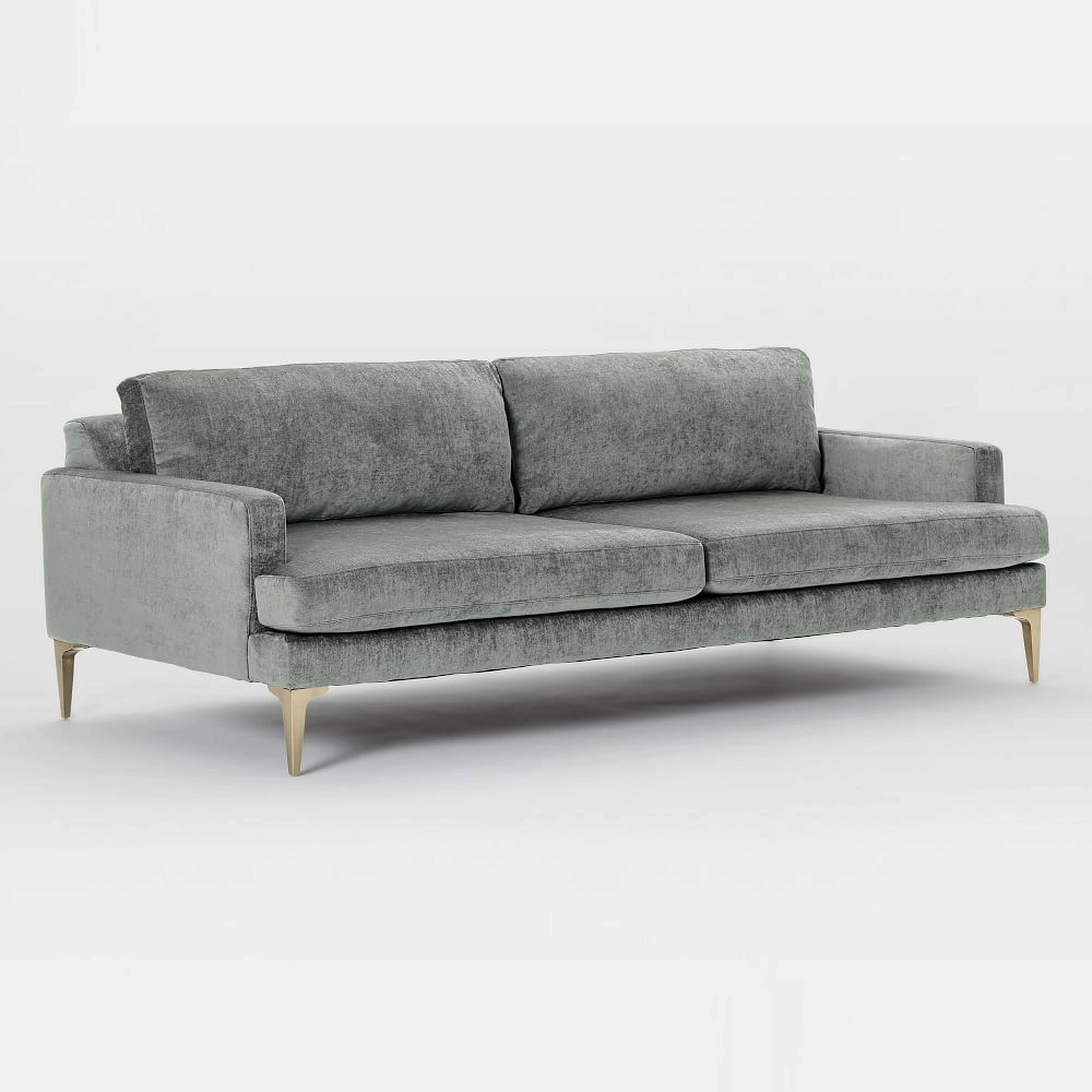 Andes Grand Sofa, Poly, Distressed Velvet, Mineral Gray, Blackened Brass - West Elm