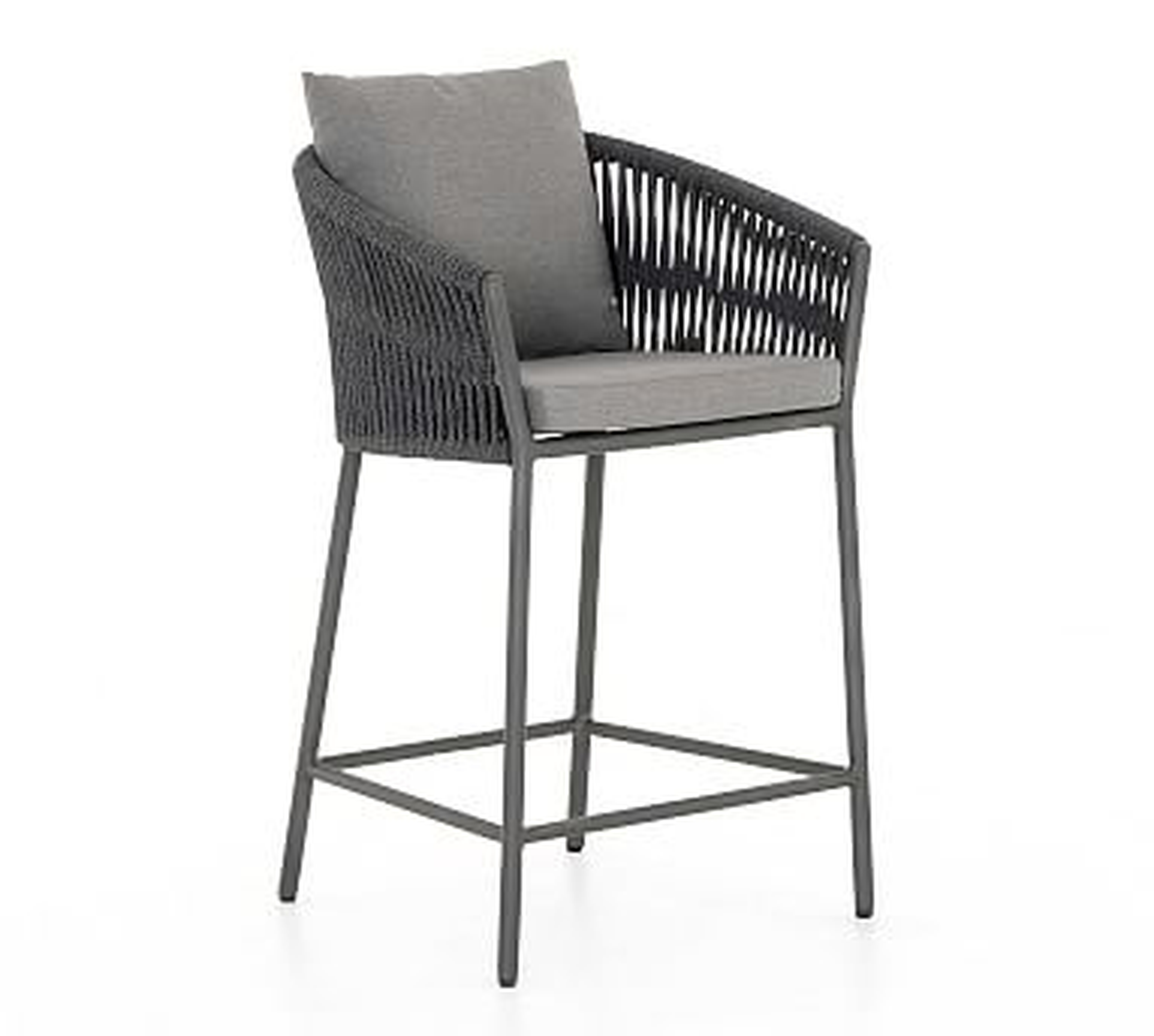 Darley Outdoor Counter Stool, Charcoal &amp; Bronze (24.5"seat height without cushion) - Pottery Barn