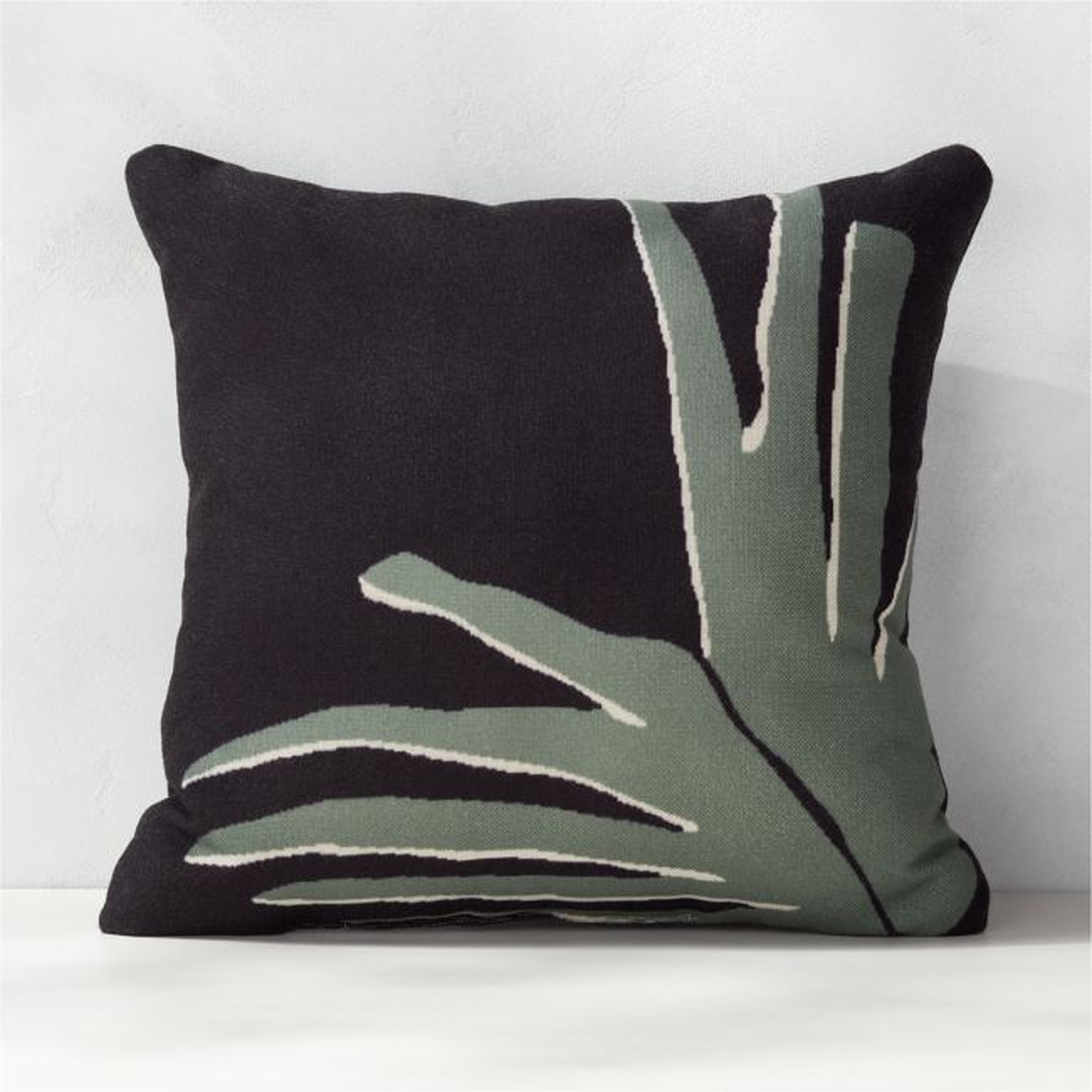 20" Woven Palm Black Outdoor Pillow - CB2