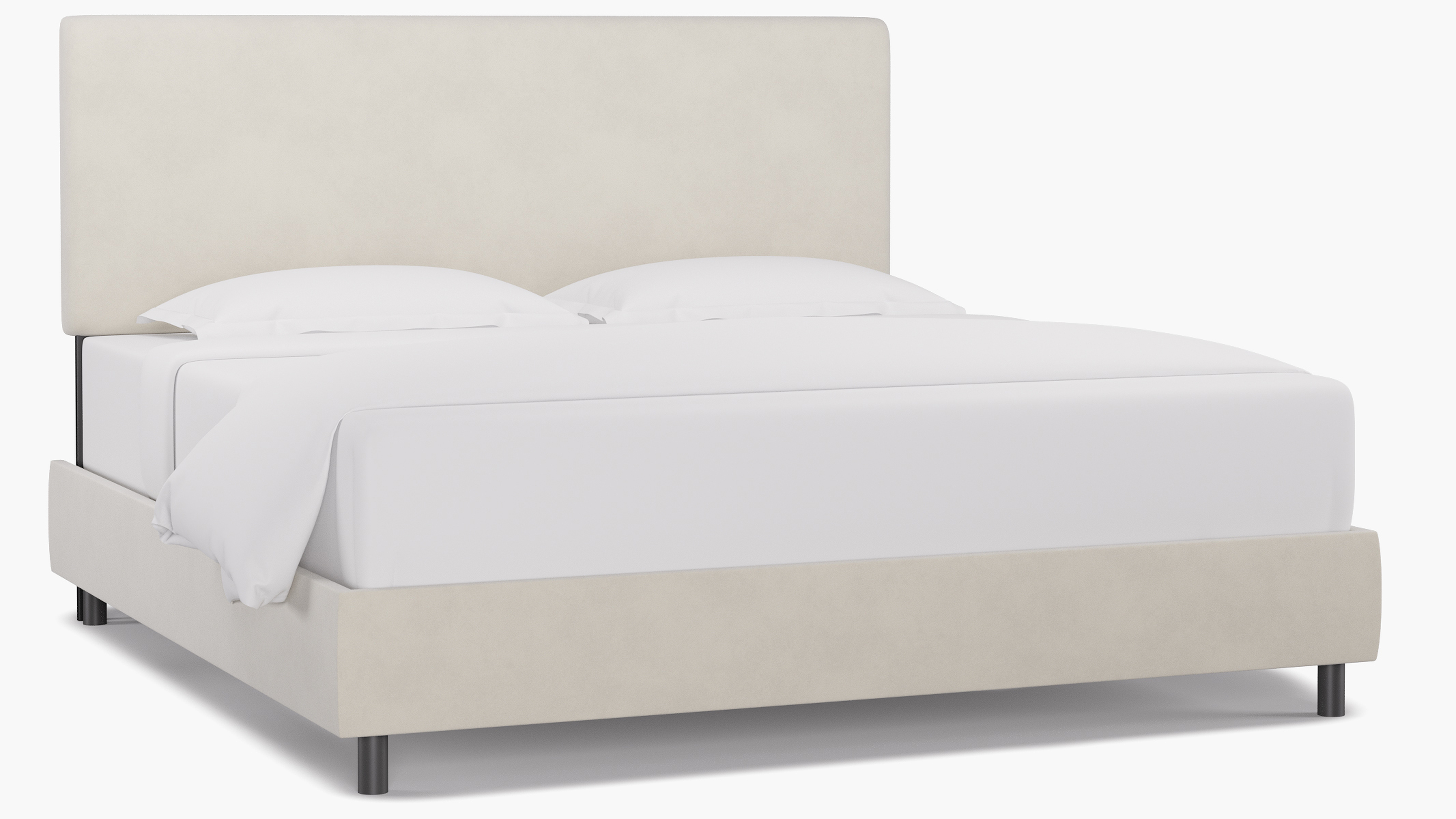 Square Back Bed, White Classic Velvet, King - The Inside