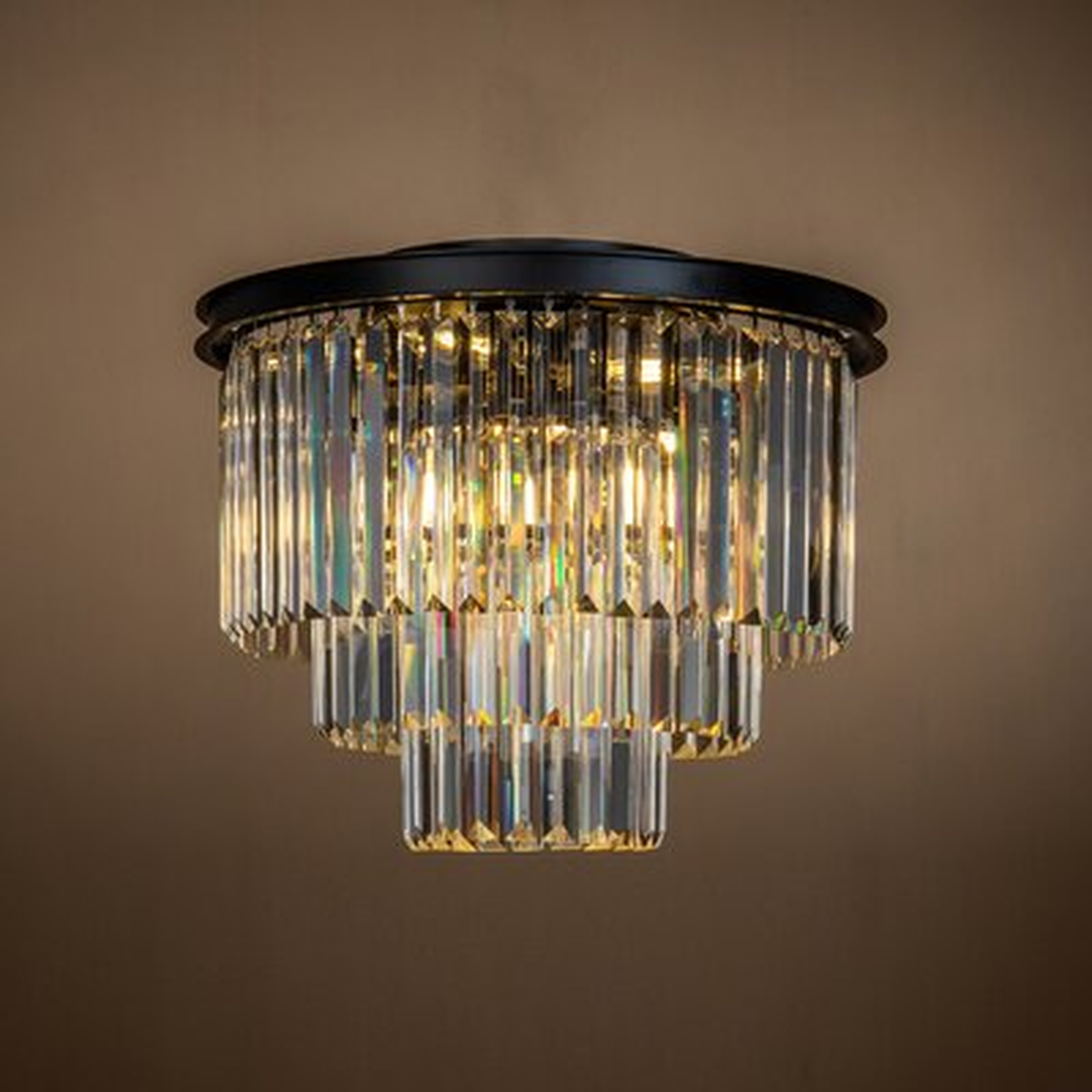 6-Light Matte Black Glam Crystal Flush Mount Ceiling Lights 3 Tier Interior Decor Chandelier - Wayfair
