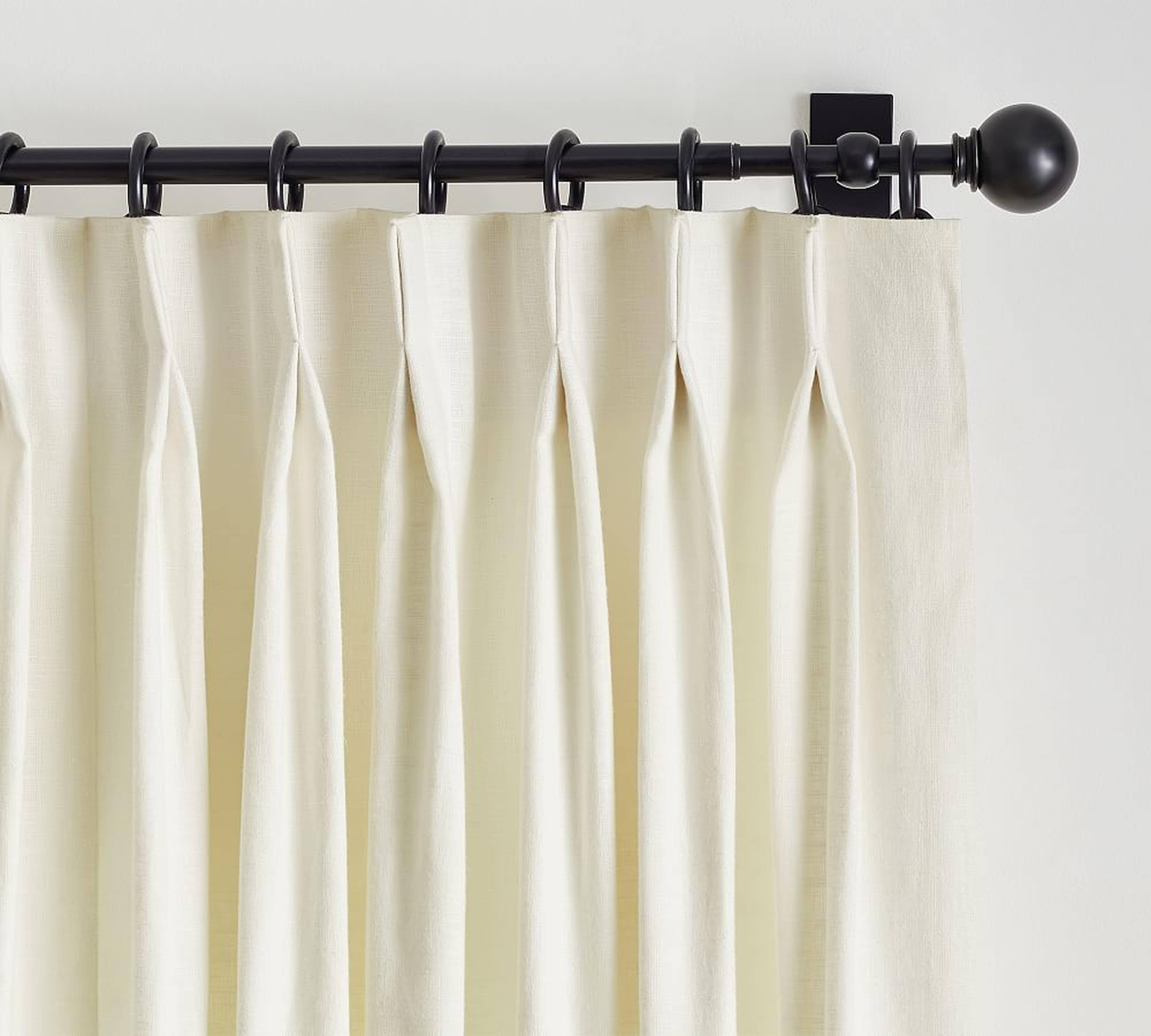 Emery Linen Pinch Pleat Curtain, 50 x 96", Parchment - Pottery Barn