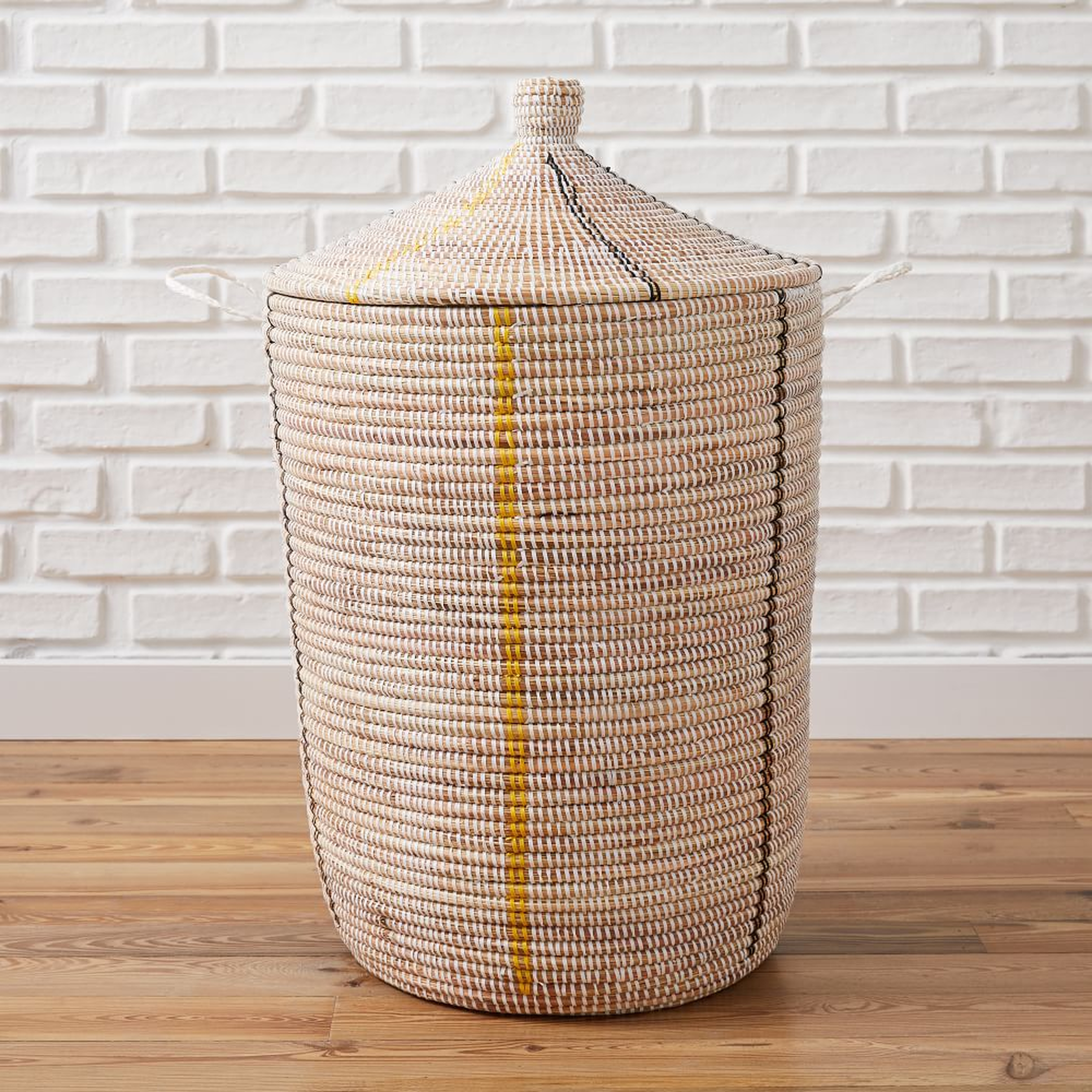 Mbare Graphic Basket, White, Large - West Elm