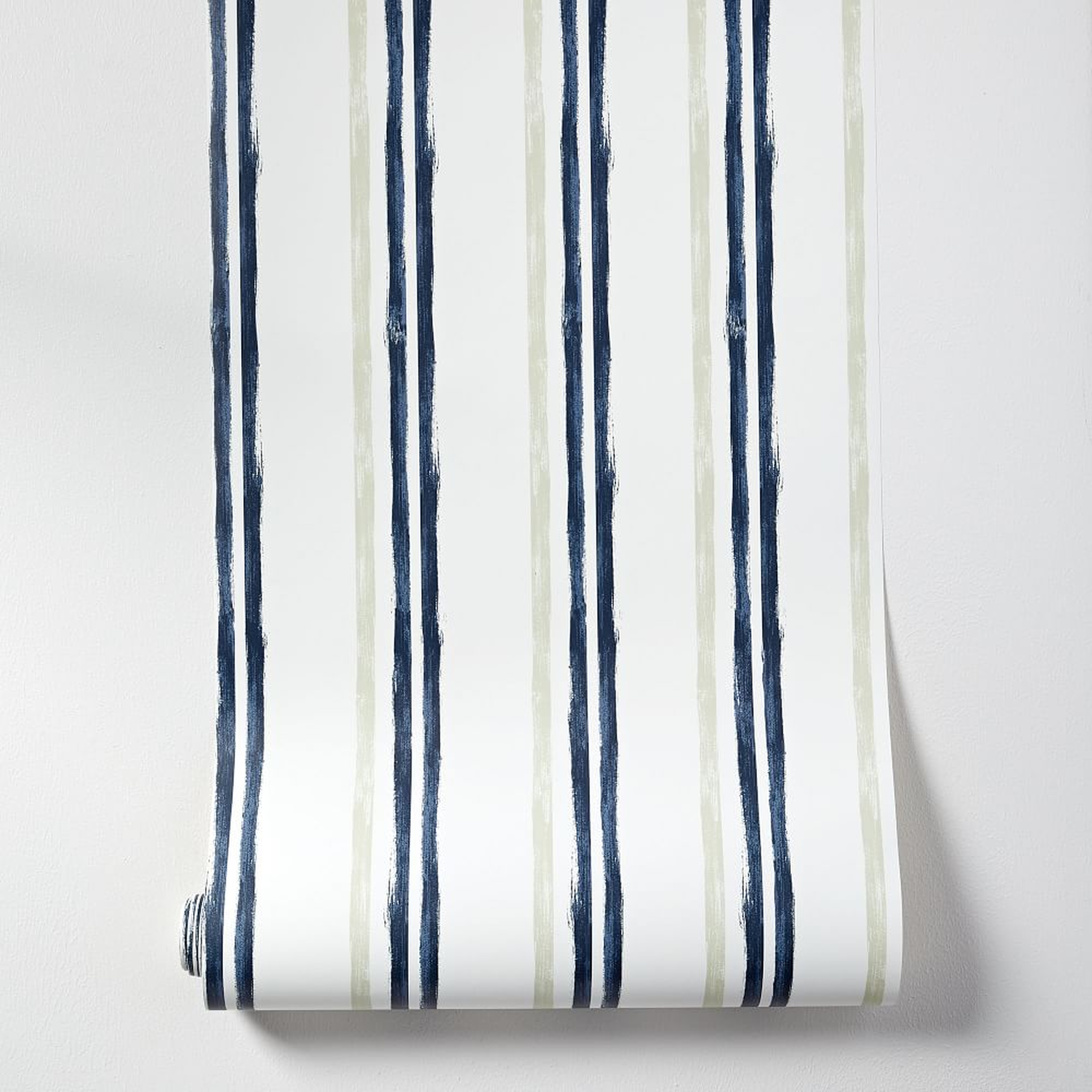Repeating Stripes Wallpaper, White Midnight, Single Roll - West Elm